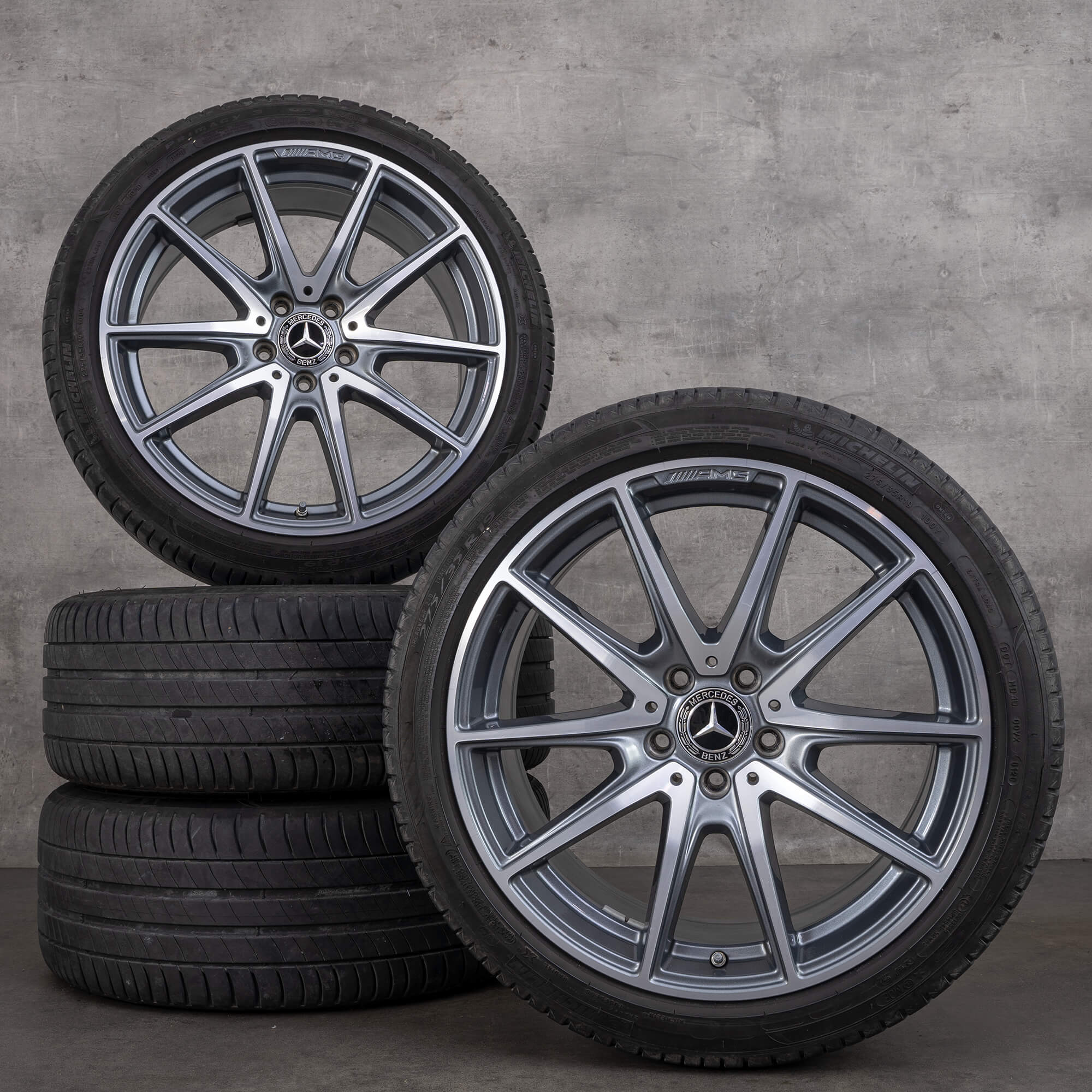 Originální Mercedes Benz E-Class AMG disky 19 palců W213 S213 C238 A238 letni pneumatiky A2134017300 himalaya šedé lesklé otočené NOVÉ