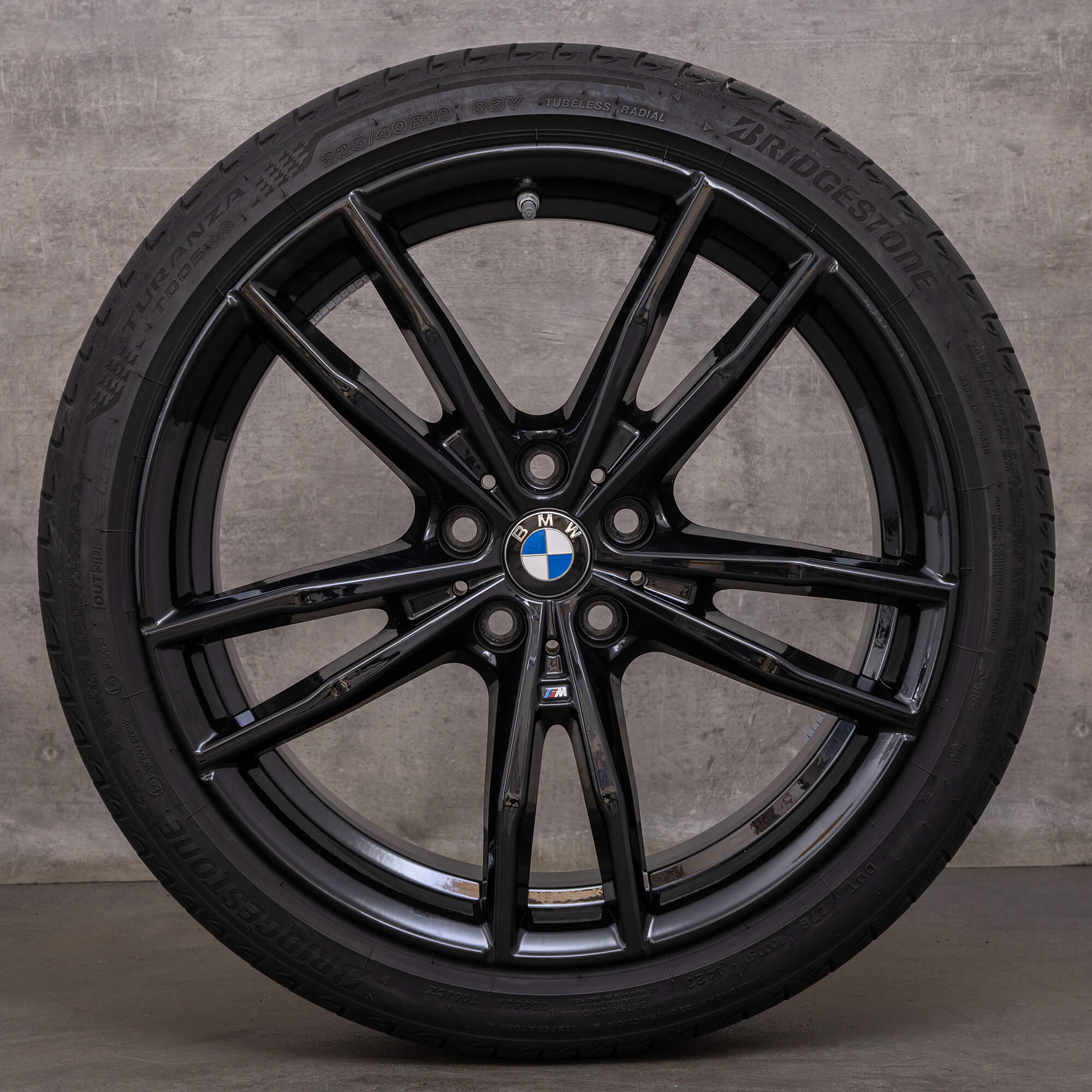 Original BMW 2-serie 3-serie 4-serie fälgar 19 tum G42 G20 G21 G22 G23 sommarhjul 791 M 8089893 8089892 svart högglans