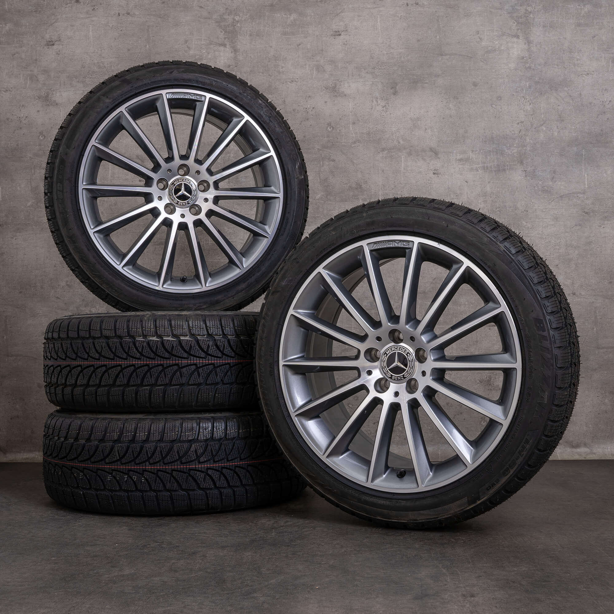 Original Mercedes Benz GLA AMG Winterräder 19 Zoll X156 Felgen A1564012800 himalaya grey glanzgedreht