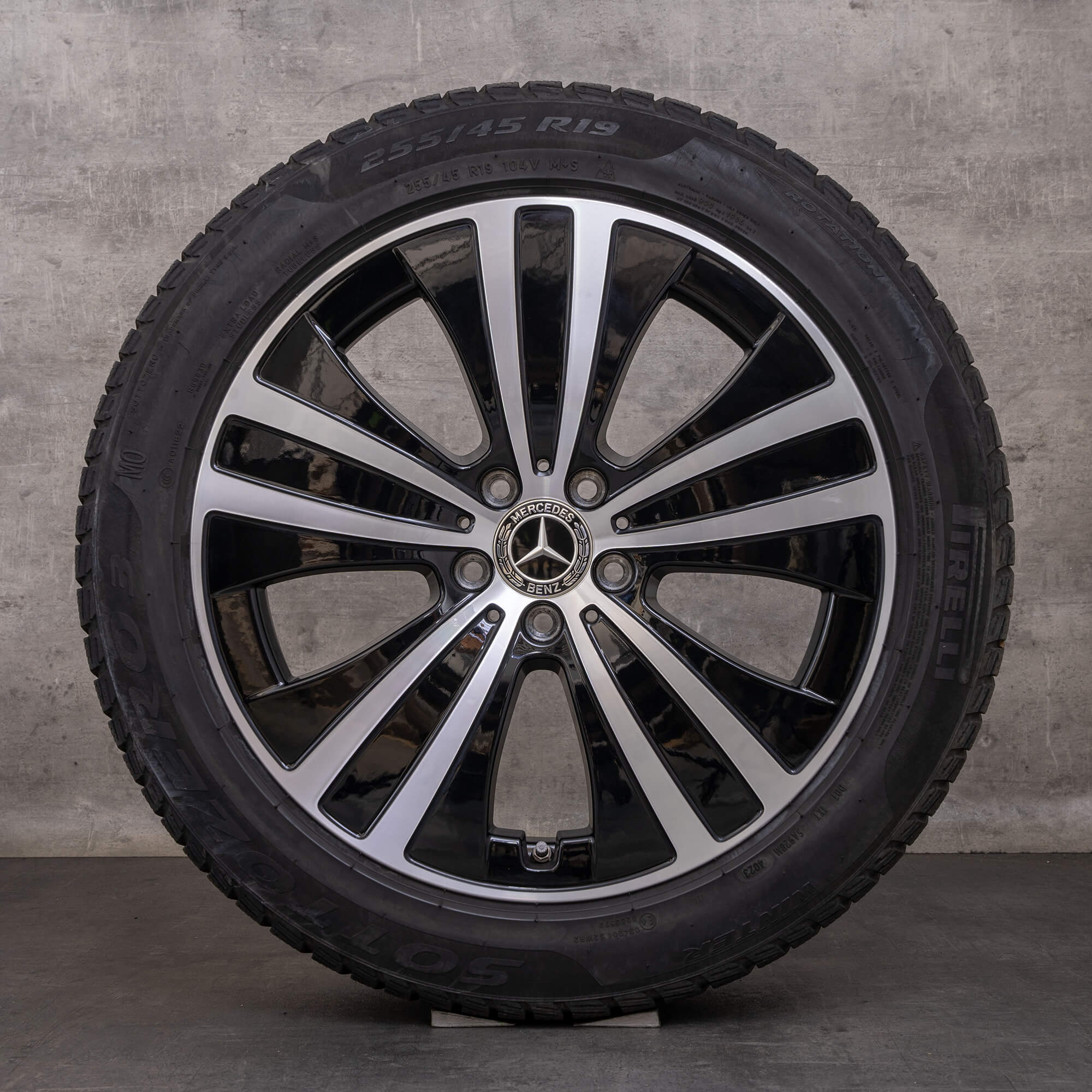 Orijinal Mercedes Benz EQE kış jant lastik 19 inç V295 jantlar A2954011200 siyah parlak tornalanmış