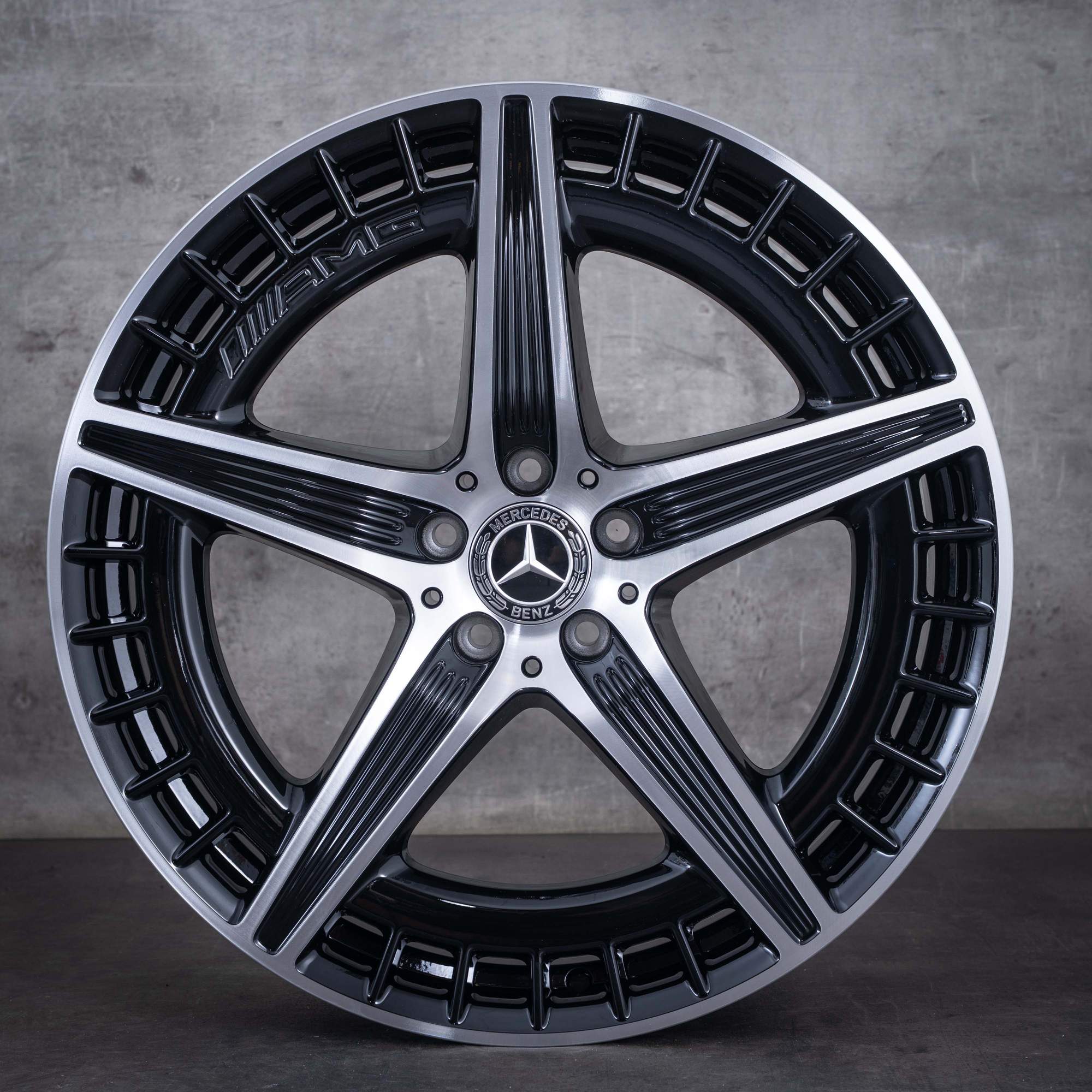 Jante originale Mercedes-Benz EQE 43 53 AMG de 21 de inci 4MATIC X294 A2944011400 negre cu suprafață diamantată în față NOI