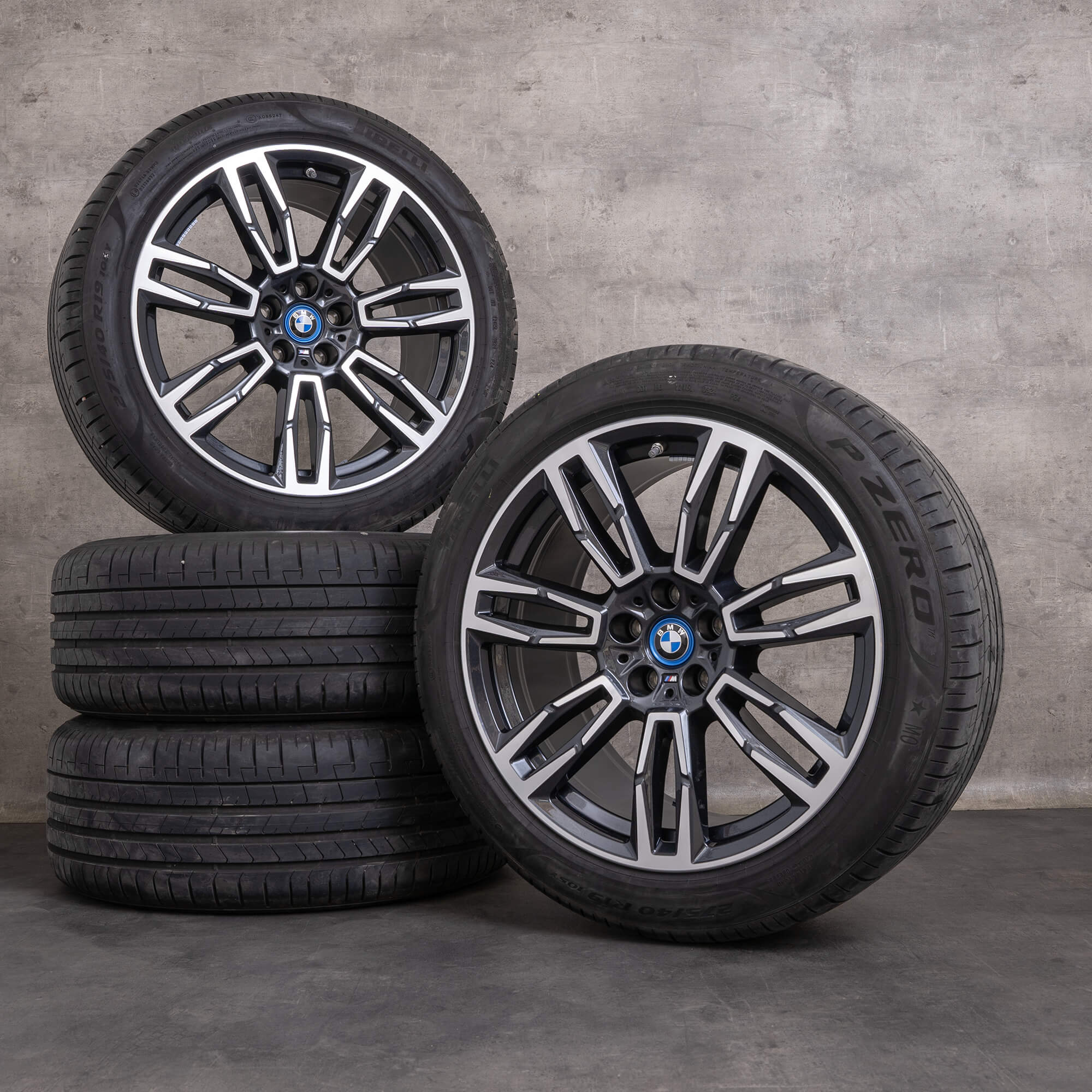 Originale BMW 5-serie i5 vinterhjul 19 tommer G60 G61 fælge styling 935 M 5A324E0 5A324E1 bicolor midnatsgrå blank drejet