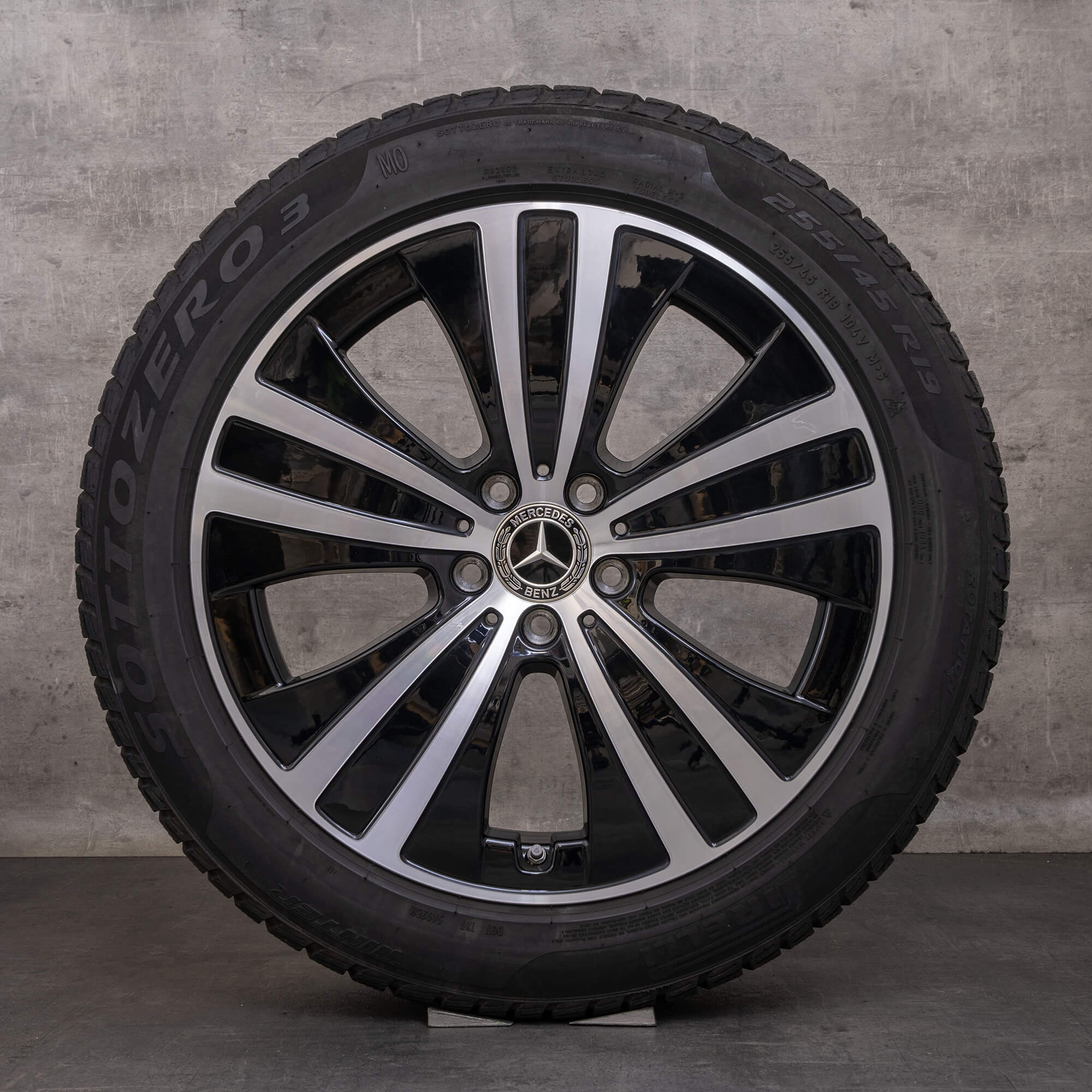 Orijinal Mercedes Benz EQE kış jant lastik 19 inç V295 jantlar A2954011200 siyah parlak tornalanmış