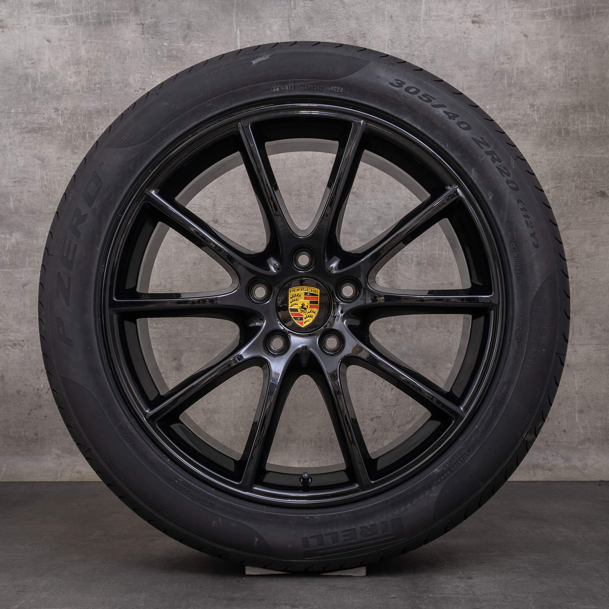 Oryginał Porsche Cayenne Coupe 9YA koła 20 cali letnie 9Y0601025BD 9Y3601025AB czarny błyszczący
