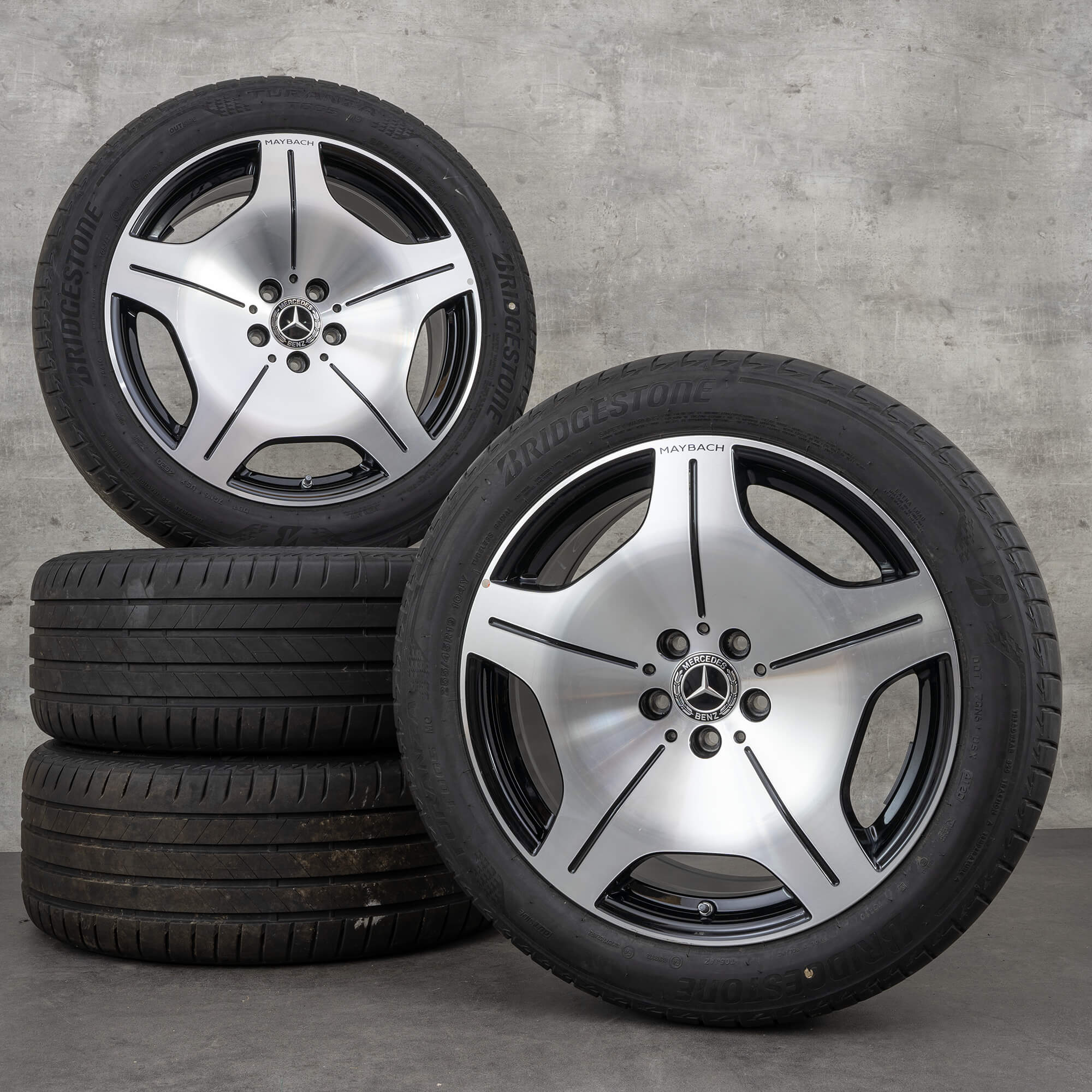 Llantas originales Mercedes Maybach Clase S 19 pulgadas Z223 W223 llantas de verano A2234016900 negro brillante torneado NUEVO