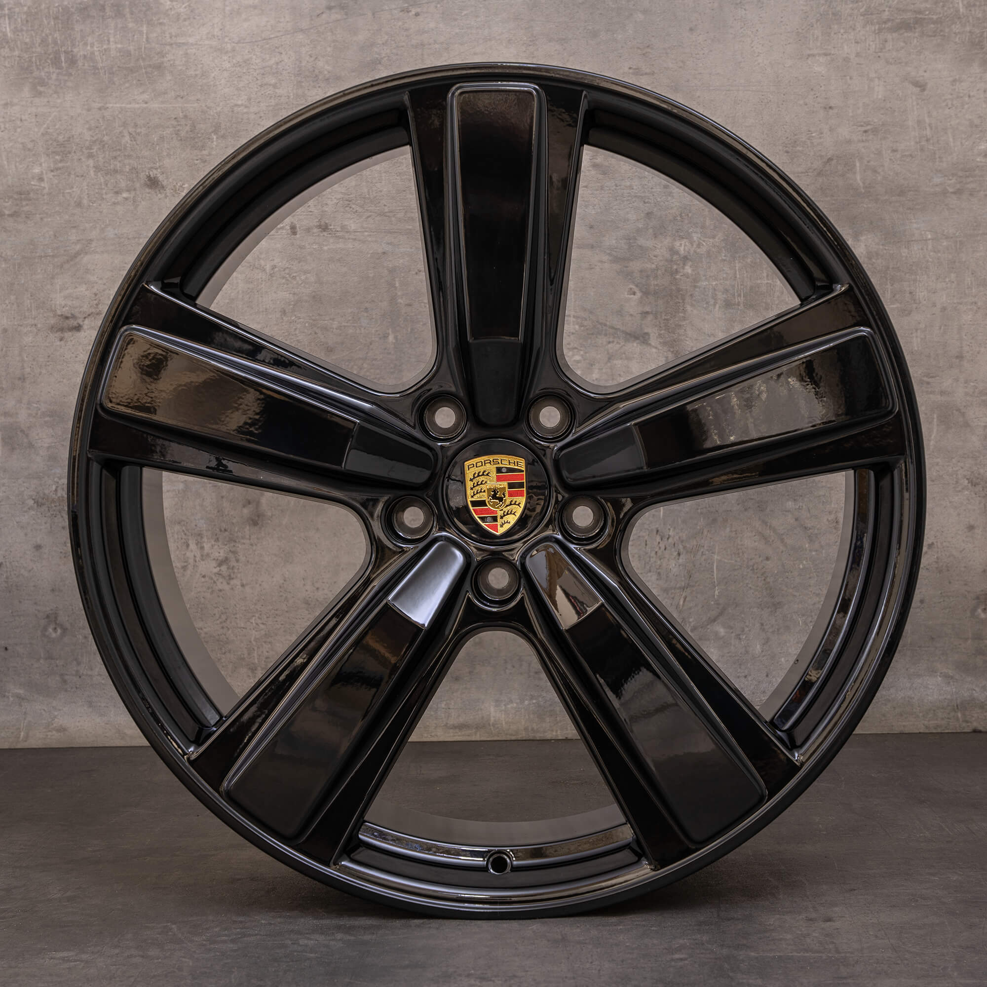 Oryginalne felgi Porsche Cayenne 9YA II 22 cale 9Y0601025EA 9Y0601025EB czarne błyszczące