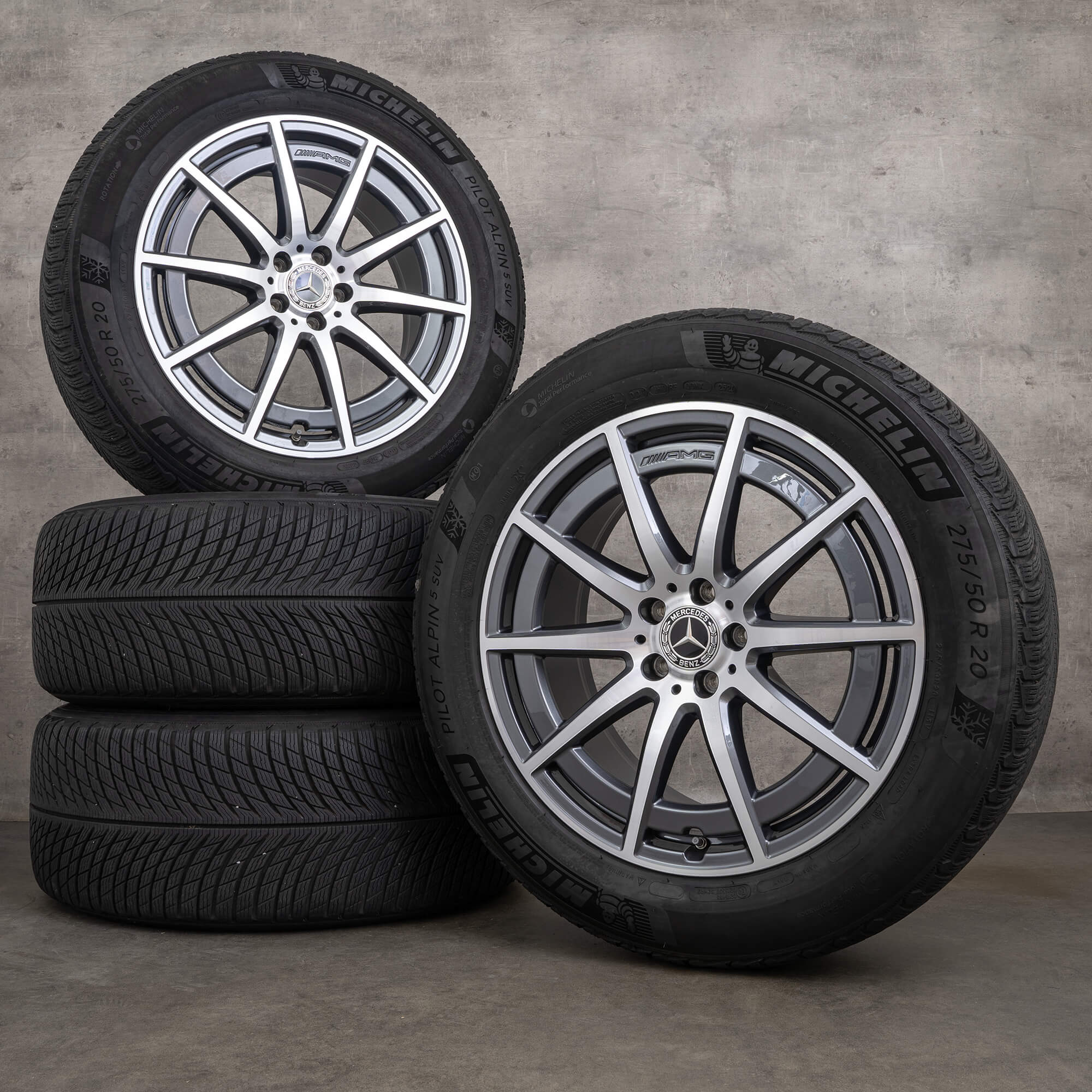 AMG Mercedes Benz GLE 53 63 4Matic+ wintervelgen 20 inch V167 velgen A1674014000 A1674014100 himalayagrijs hoogglans gedraaid