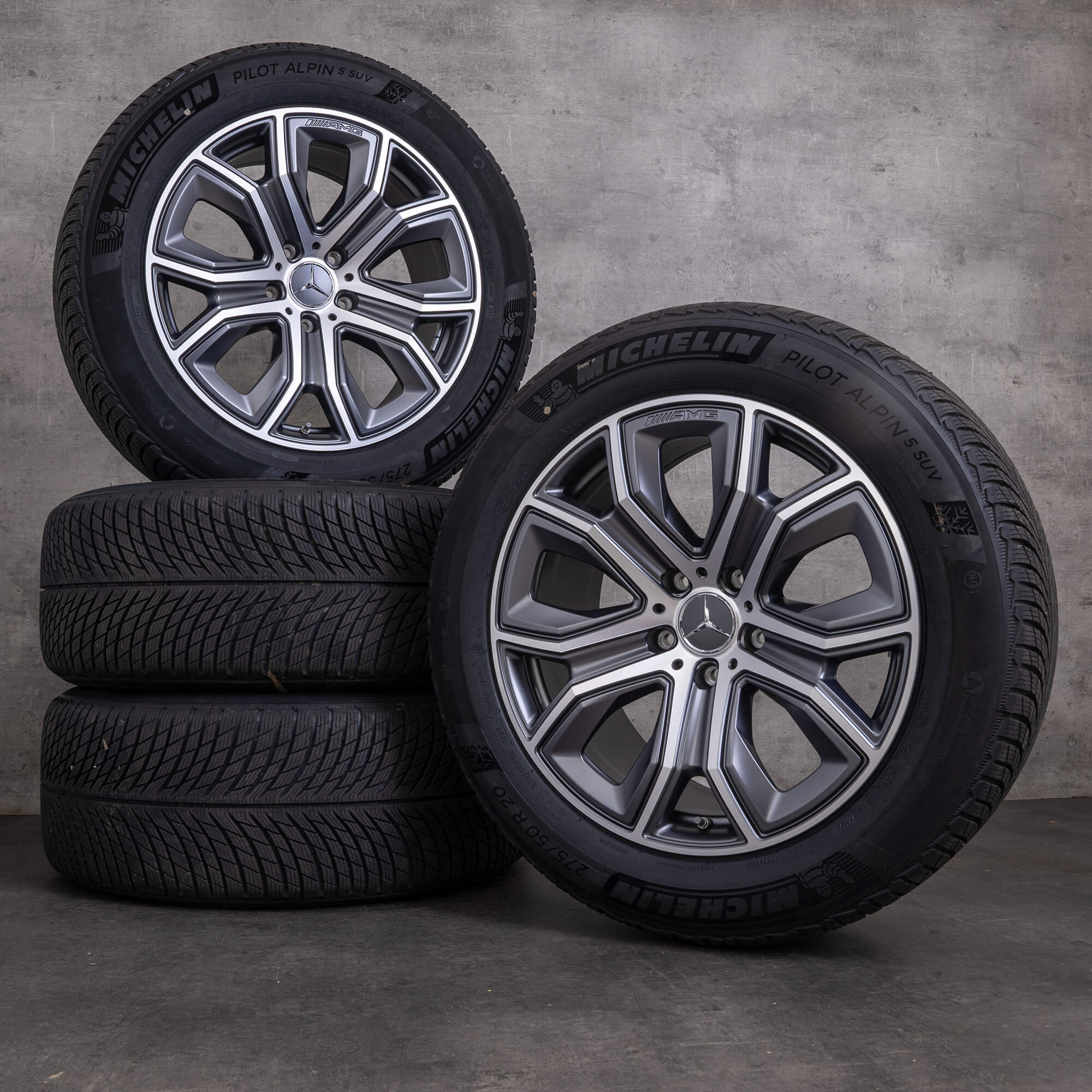 Original Mercedes Benz G-Klasse G63 AMG Winterräder 20 Zoll W463 W465 Felgen A4654010900 himalaya grey matt glanzgedreht NEU