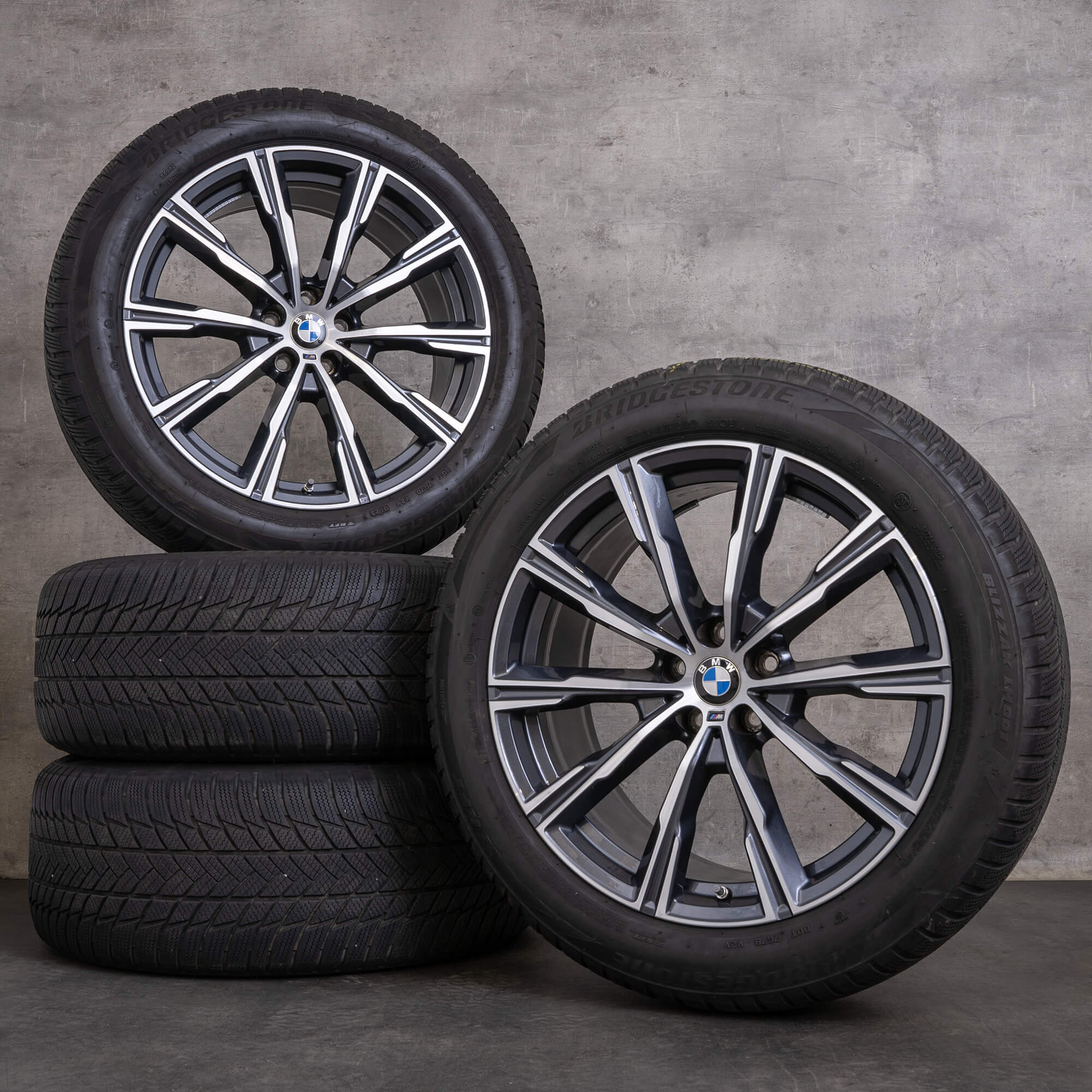 Jantes e pneus inverno originais BMW X5 X6 20 polegadas G05 G06 jantes Styling 740 M 8071996 orbit grey glossy turned
