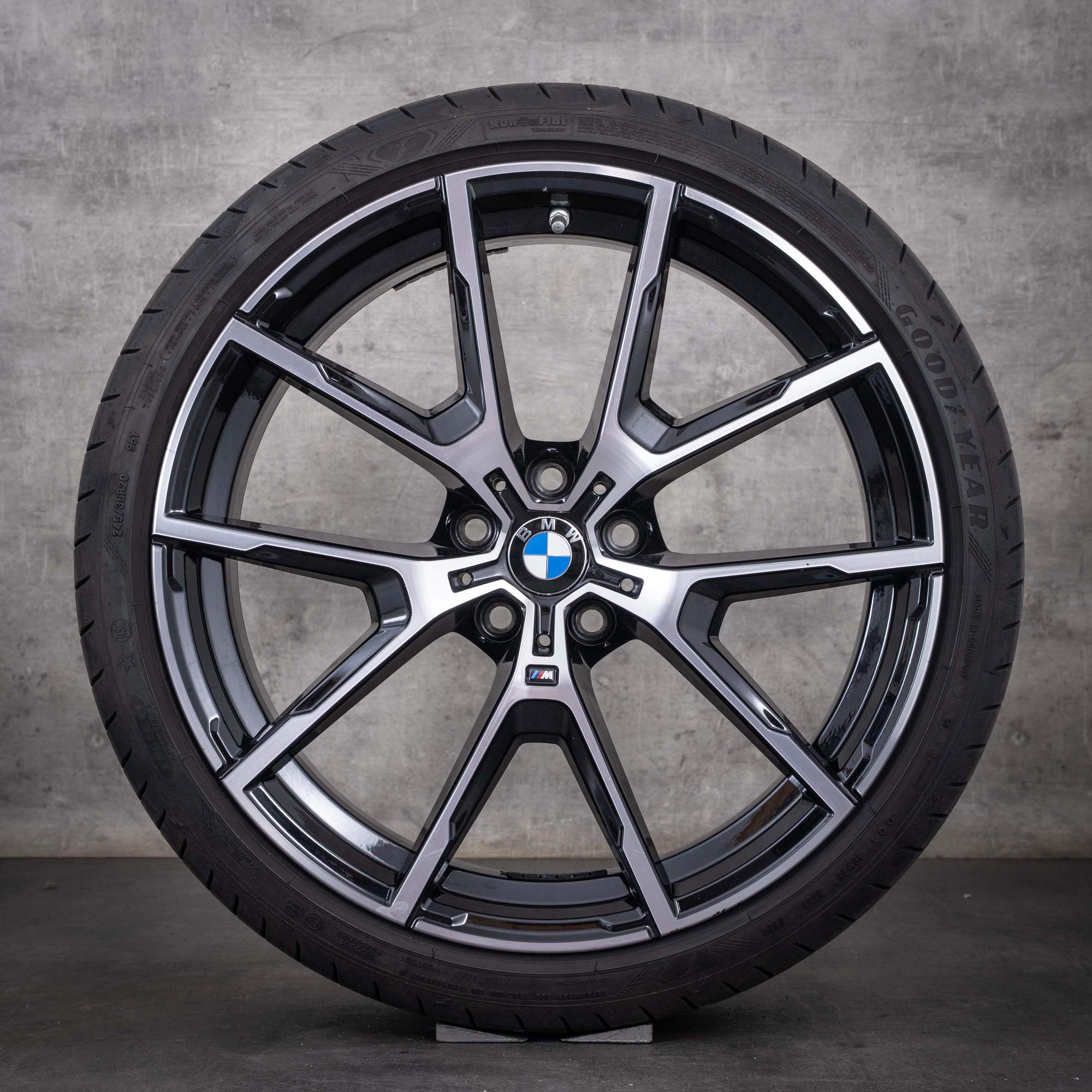 Jante originale BMW Seria 8 de 20 inch G14 G15 G16 anvelope de vară stil 728 M 8072023 8072024 negre diamantate