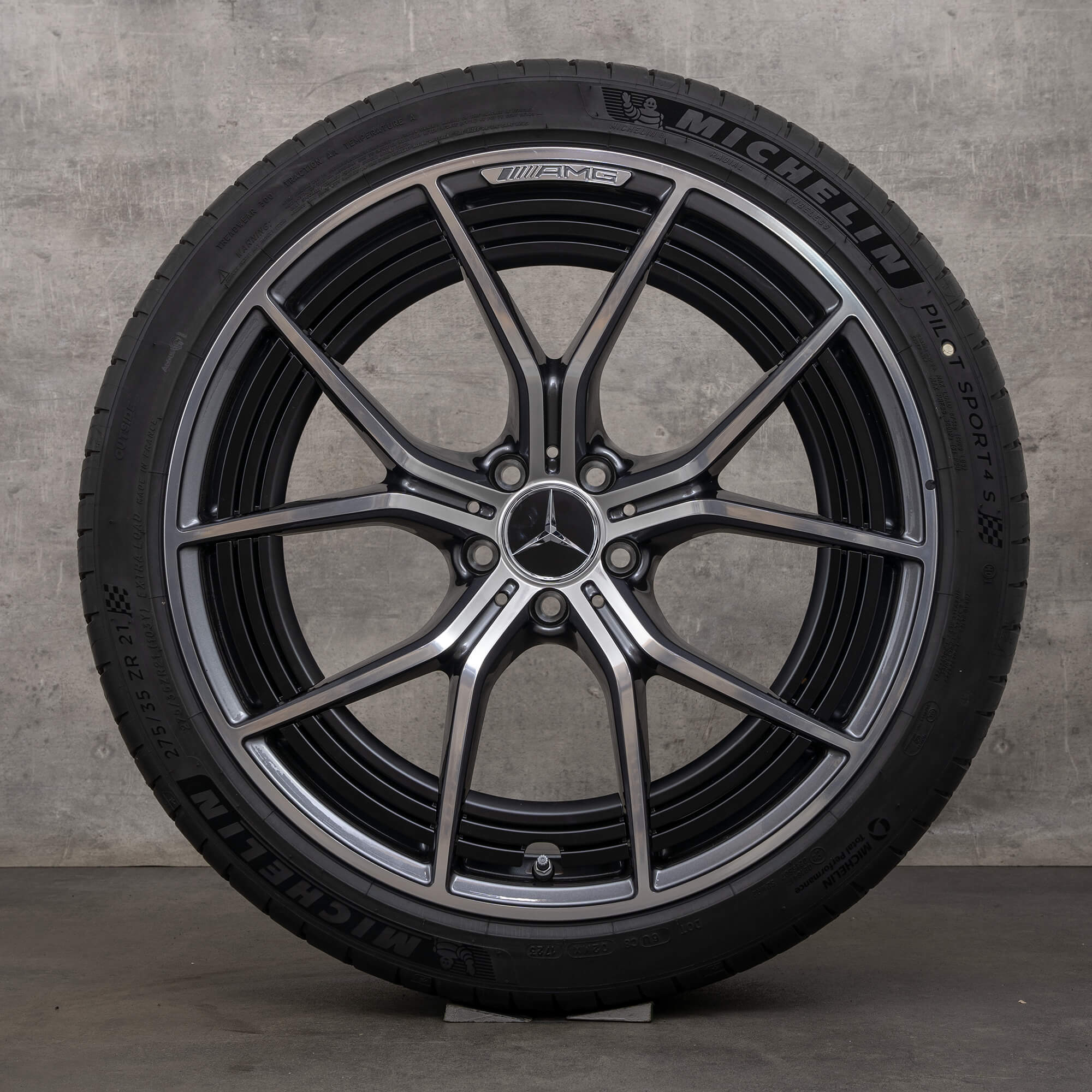 OEM AMG Mercedes Benz GT 43 53 63 & S 4Matic+ E Performance rims 21 inch X290 4-door summer wheels A2904011600 A2904011700 himalaya grey glossy turned NEW