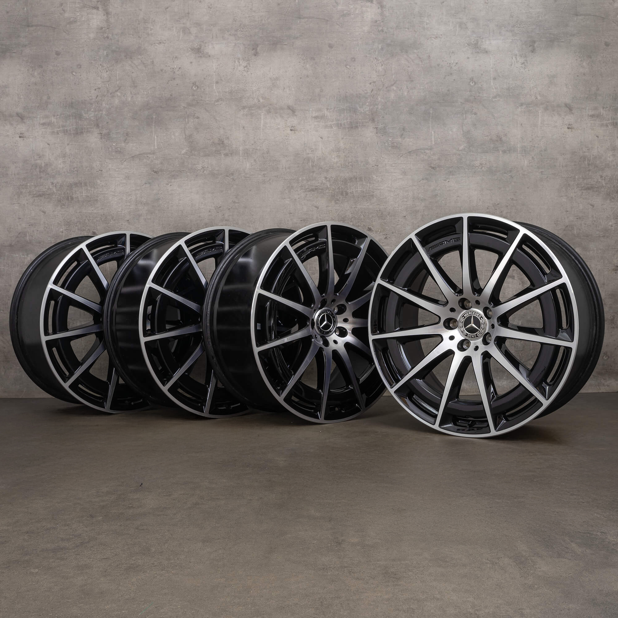 Llantas originales AMG Mercedes EQE X294 de 21 pulgadas A2974011400 negras torneadas alto brillo