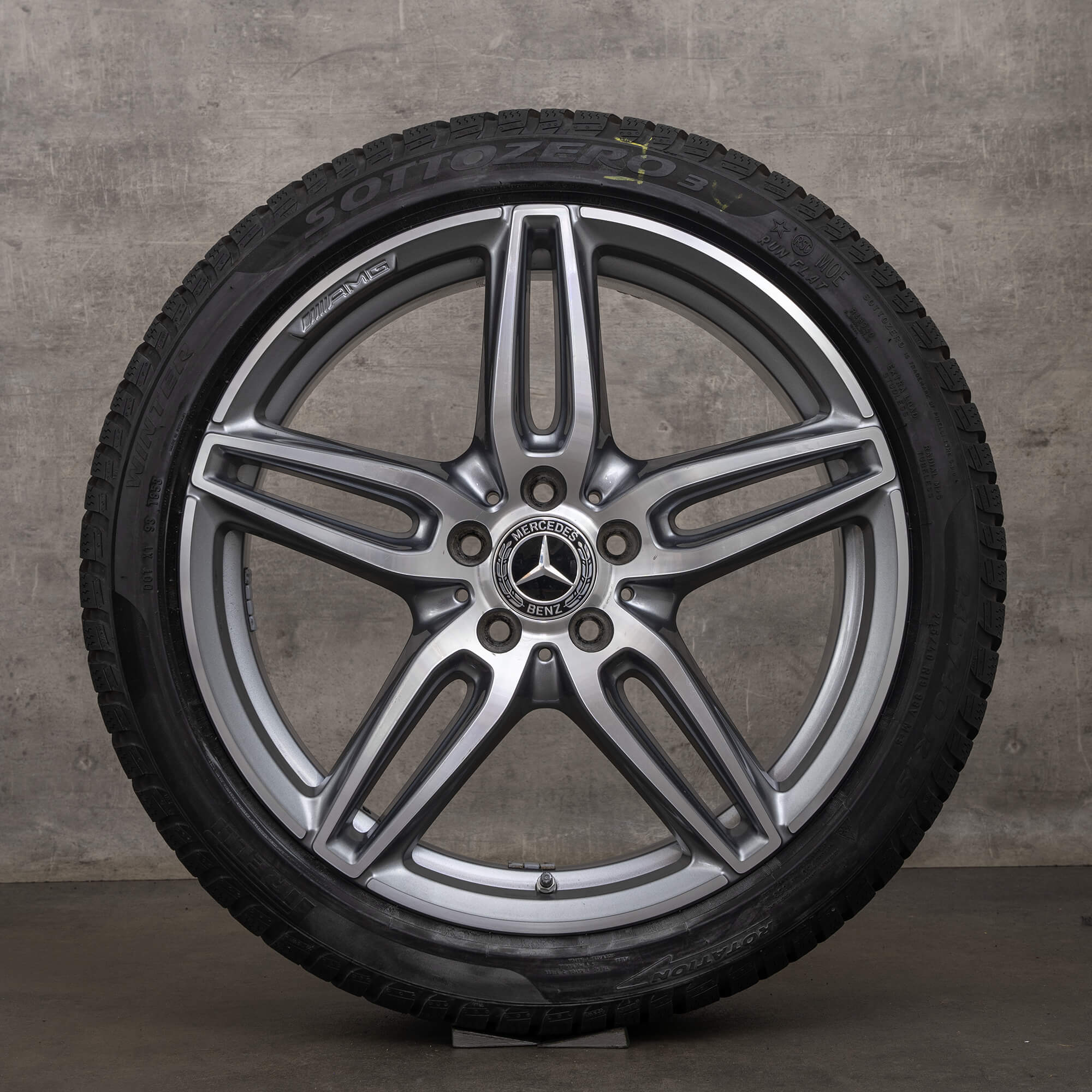 Original Mercedes Benz E-Klasse AMG Winterräder 19 Zoll W213 S213 C238 A238 Felgen A2134012000 himalaya grey glanzgedreht
