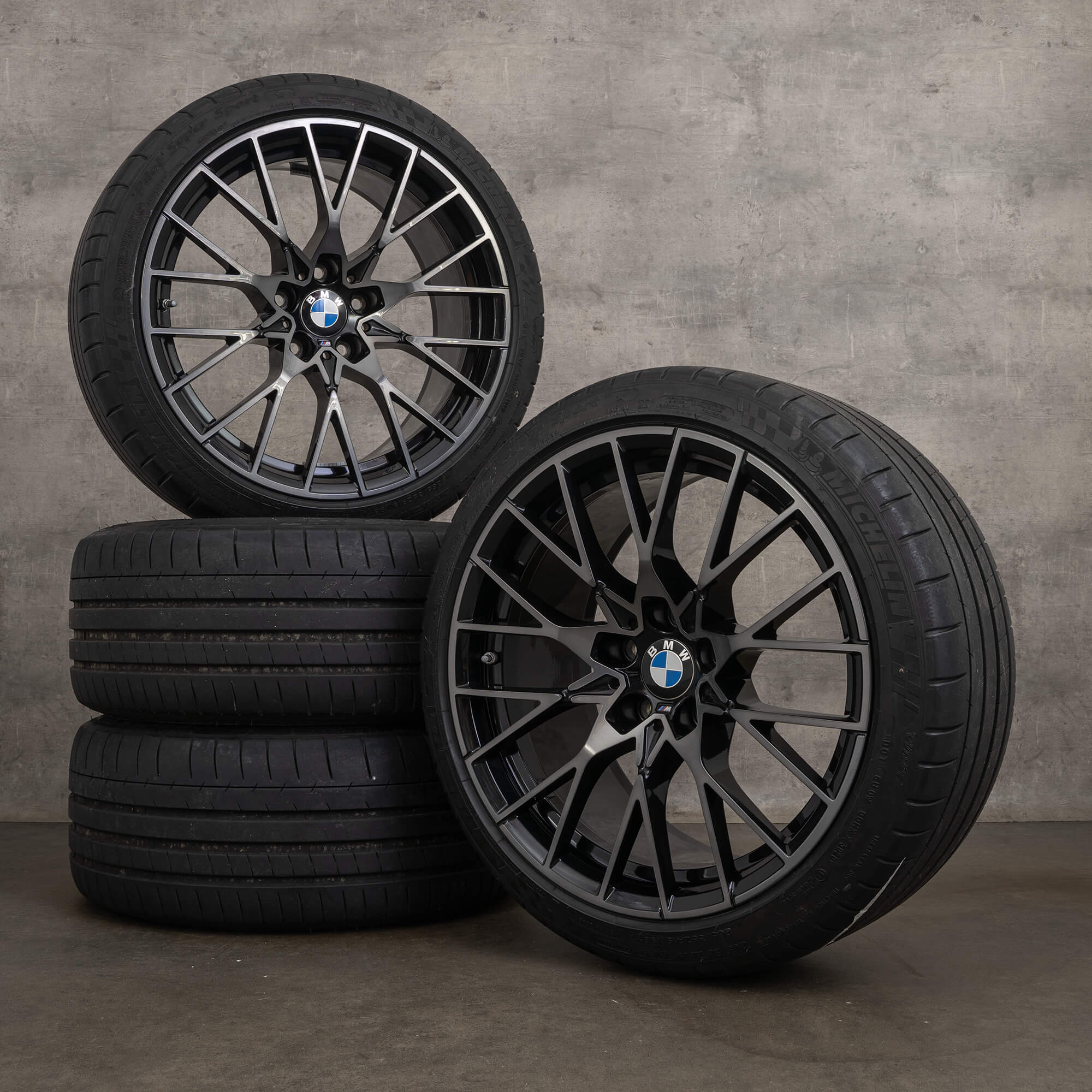 Original BMW M2 19 Zoll Felgen F87 Sommerräder 8073847 8073848 schwarz glanzgedreht