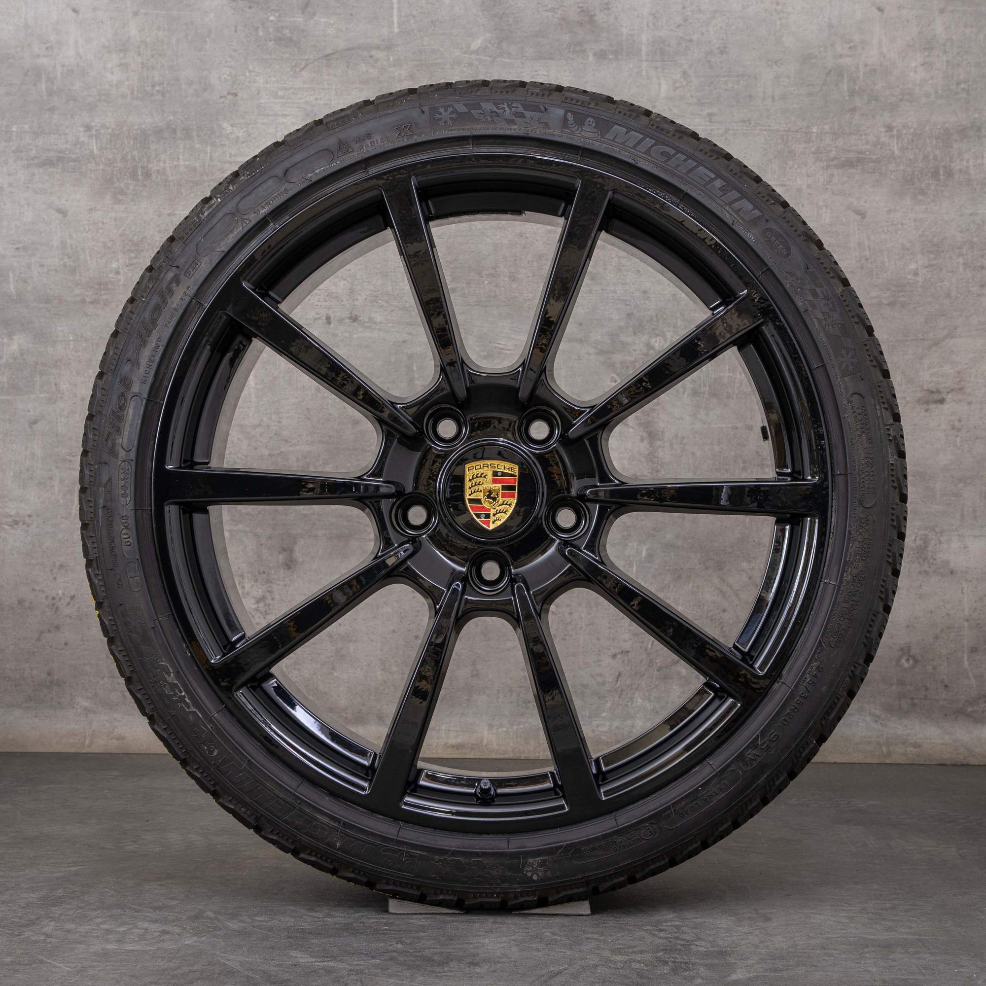 Alkuperäiset Porsche 911 vanteet 20 tuuman 991 Carrera & S kesäpyörät 99136216130 99136216630 musta kiiltävä