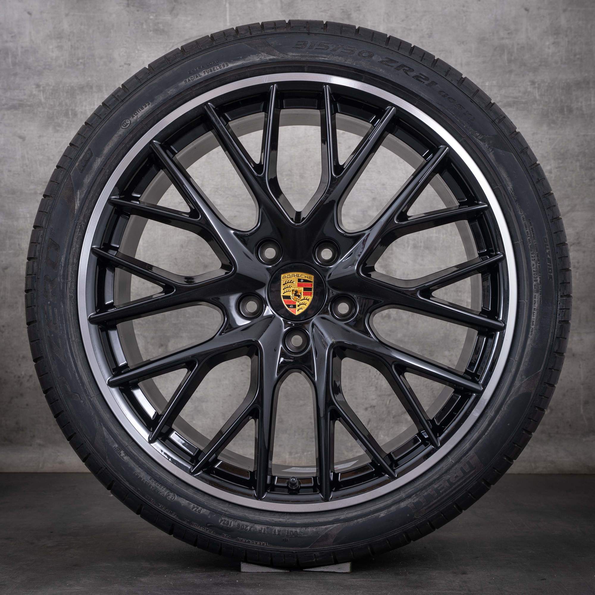 Originale Porsche Panamera-fælge 21 tommer 971 G2 sommerhjul 971601025D 971698025A sort diamond cut