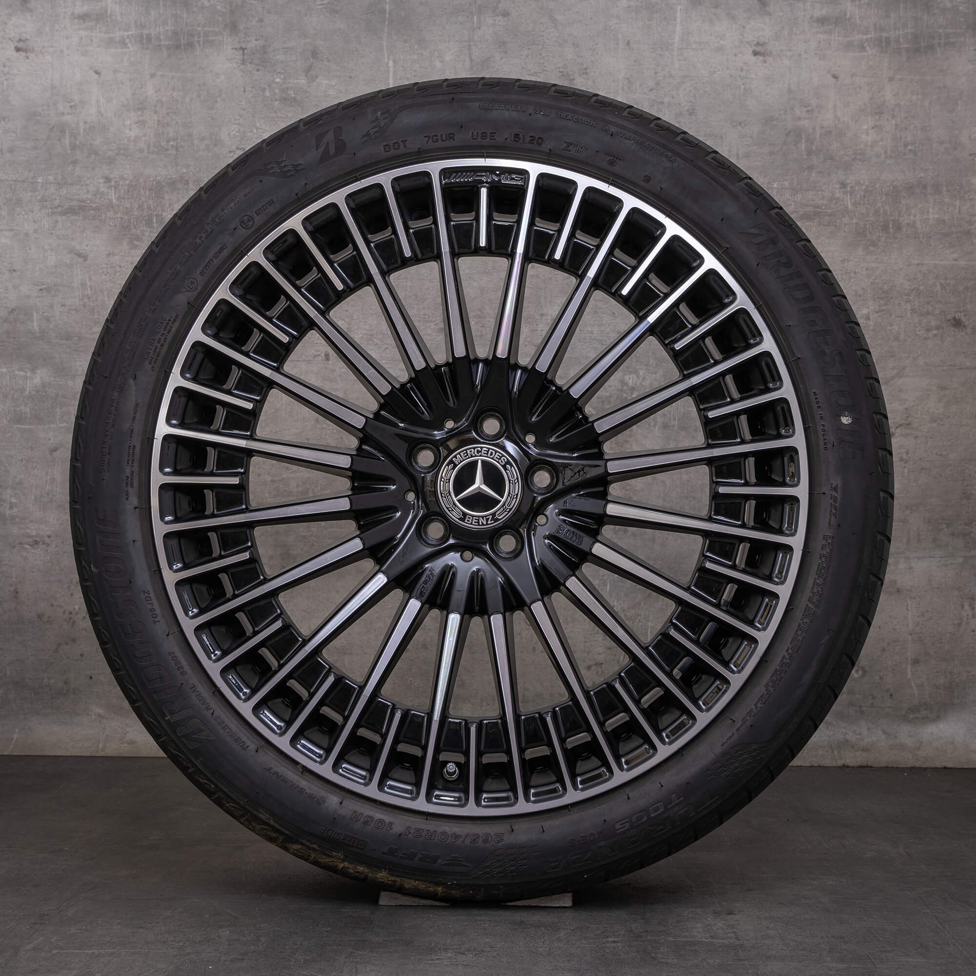 Orijinal AMG Mercedes Benz EQS 53 yaz jant lastik 21 inç SUV V297 jantlar A2974011500 siyah parlak tornalanmış
