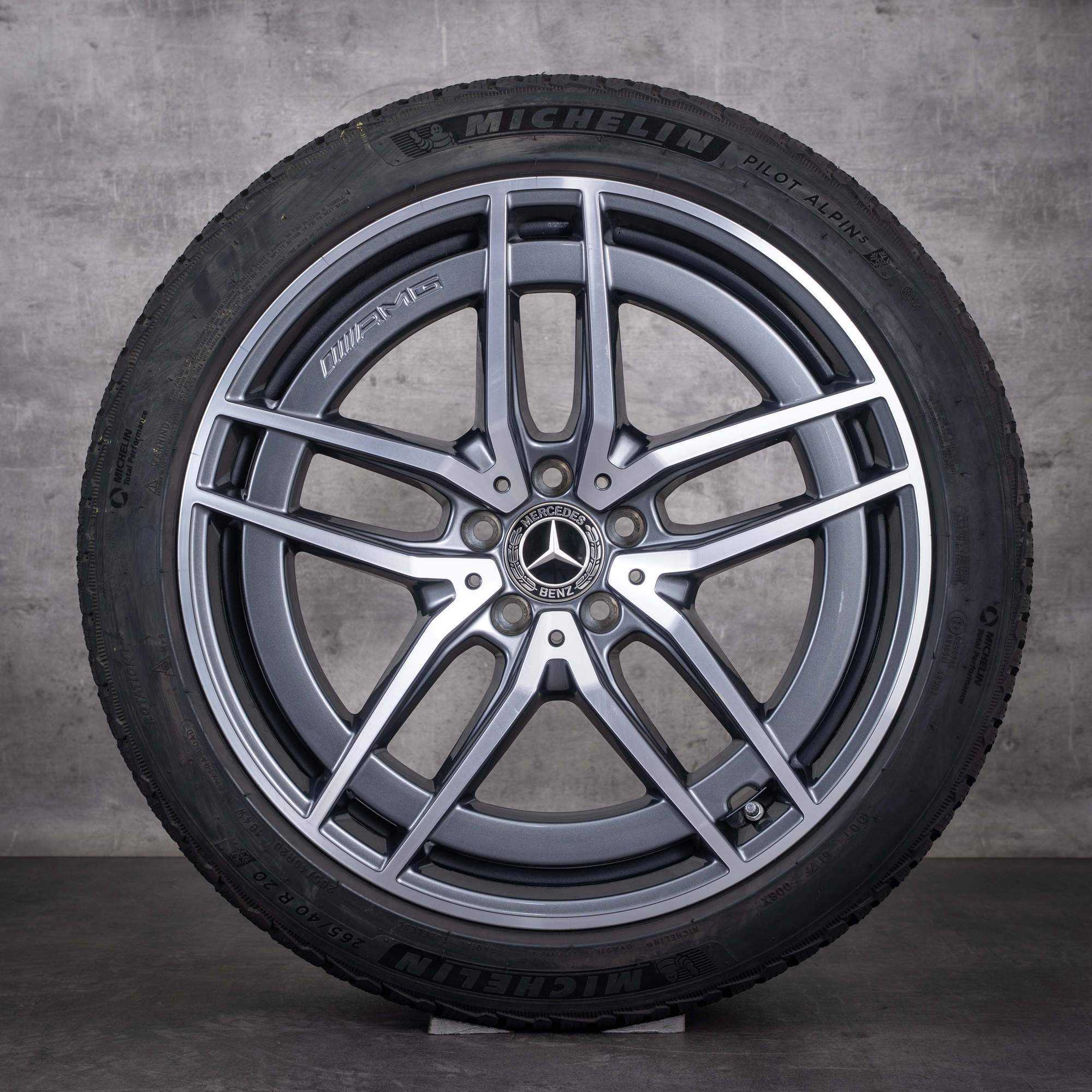 Original AMG Mercedes Benz SL Winterräder 20 Zoll 43 55 63 R232 Felgen A2324012100 A2324012200 himalaya grey glanzgedreht