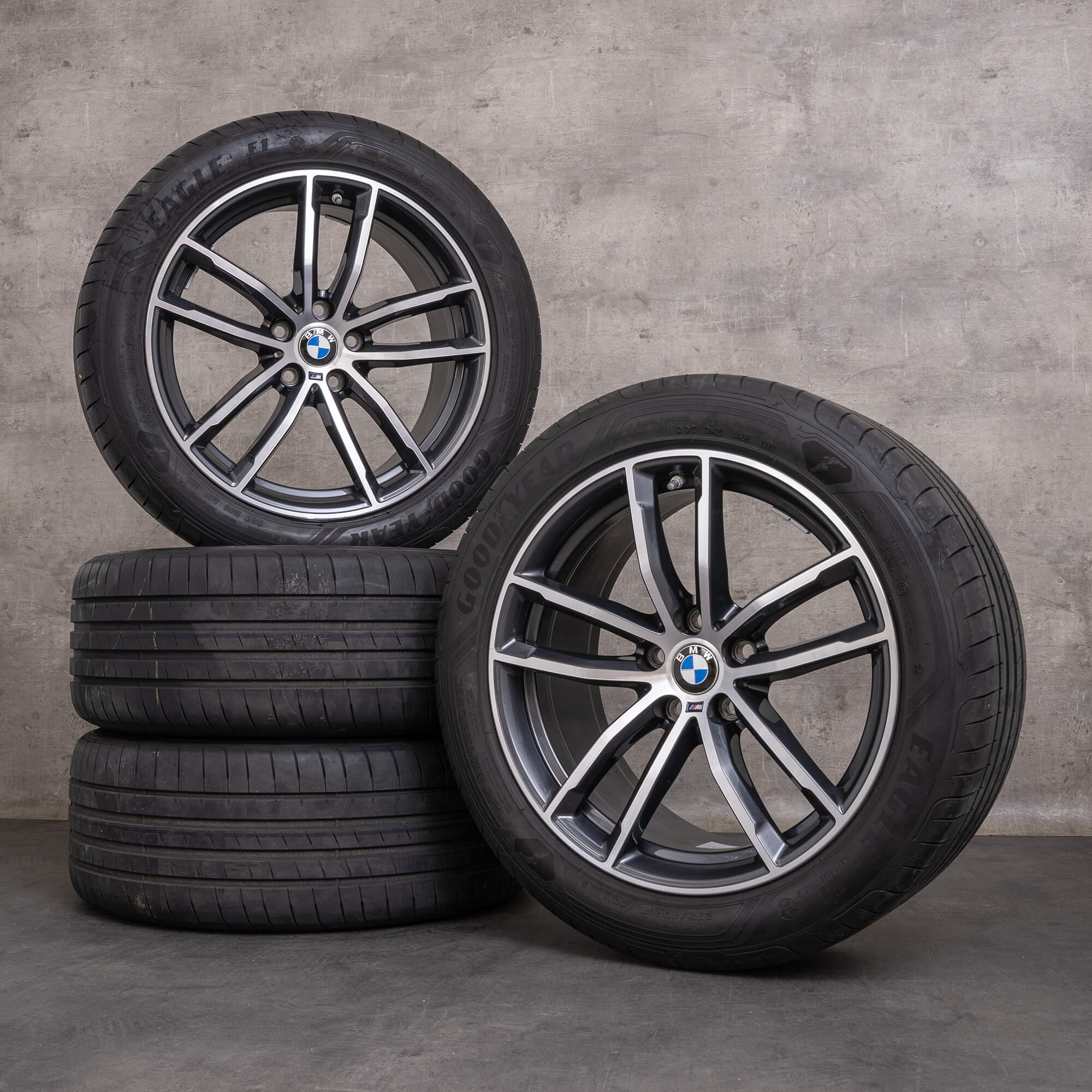 Originale BMW 5-serie vinterhjul20 tommer G30 G31 fælge styling 662 M 8093915 8093916 orbit grå blank drejet