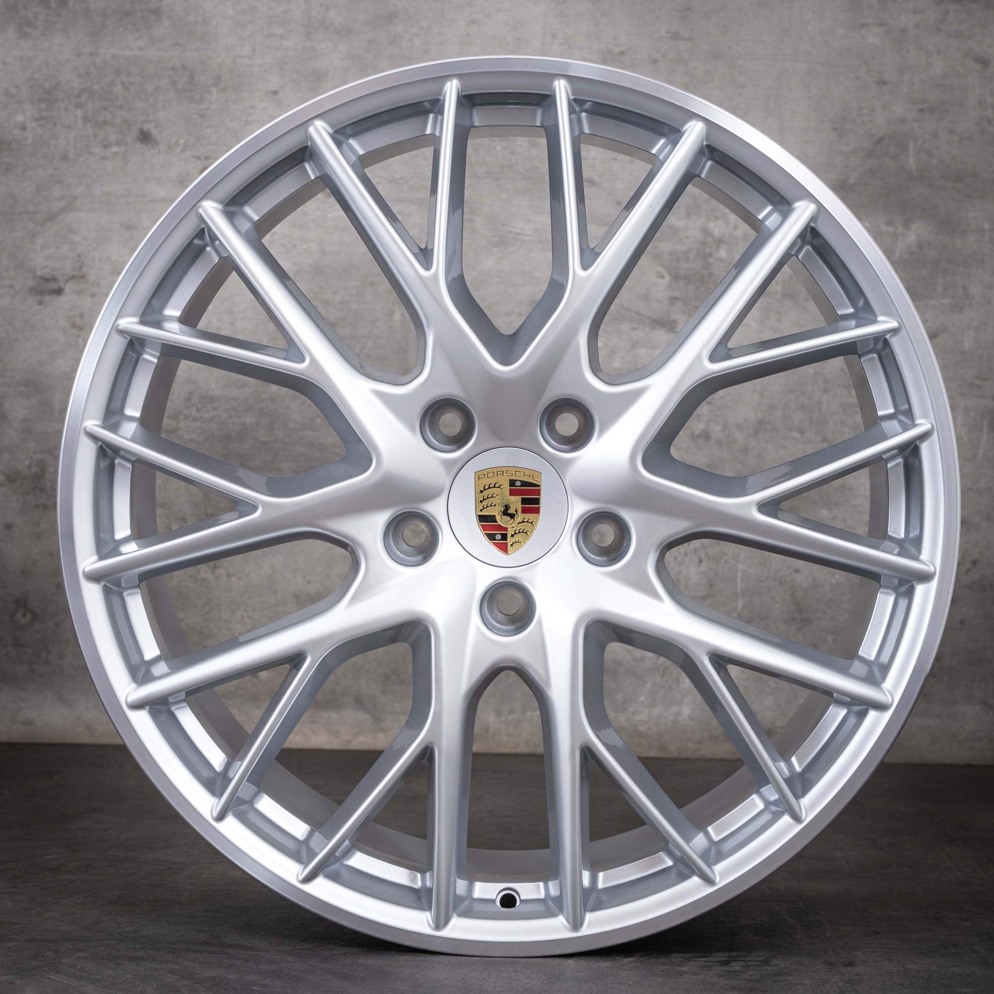 Originale Porsche Panamera 971-fælge, 21 tommer, 971601025D, 971601025K, sølv, diamond cut, NYE