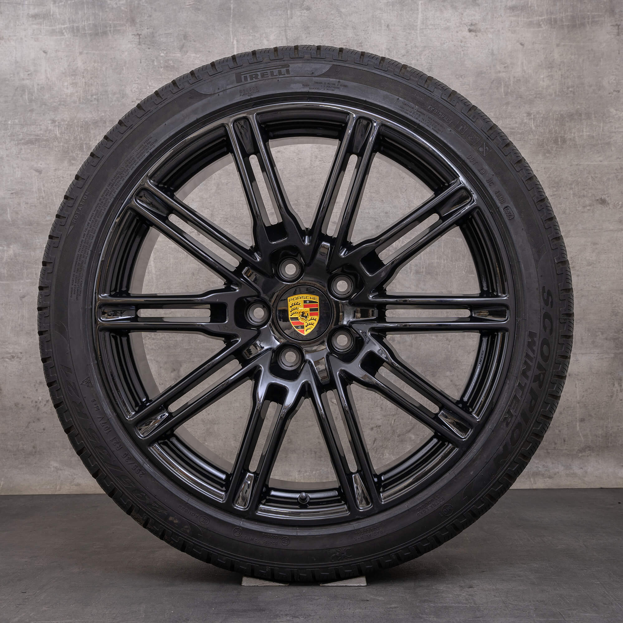 Oryginalne koła zimowe Porsche Cayenne 21 cali 958 Felgi 7P560102BF czarny błyszczący