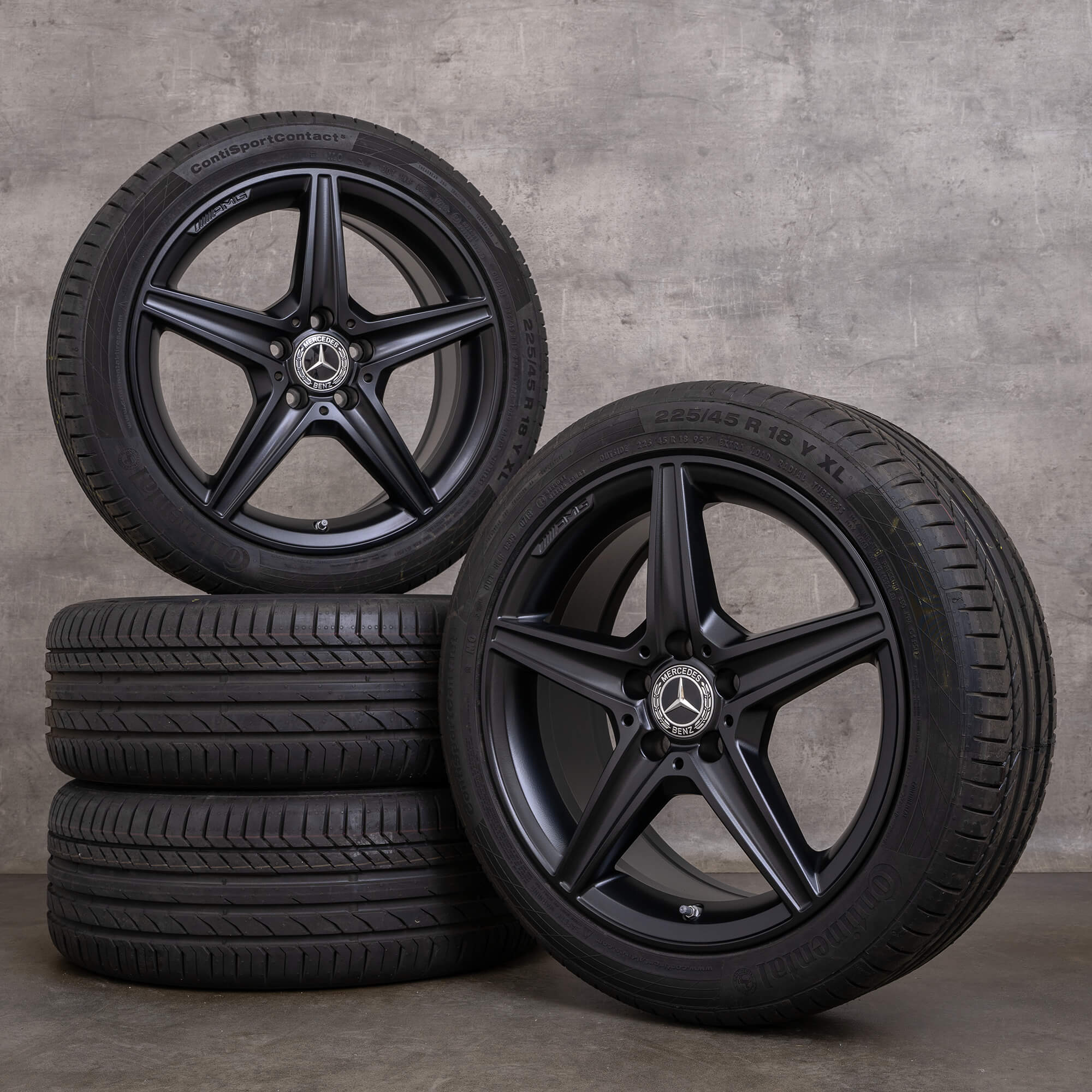 OEM Mercedes-Benz C-Class AMG 18inch rims W205 S205 C205 A205 summer wheels A2054011100 Black Satin Finish