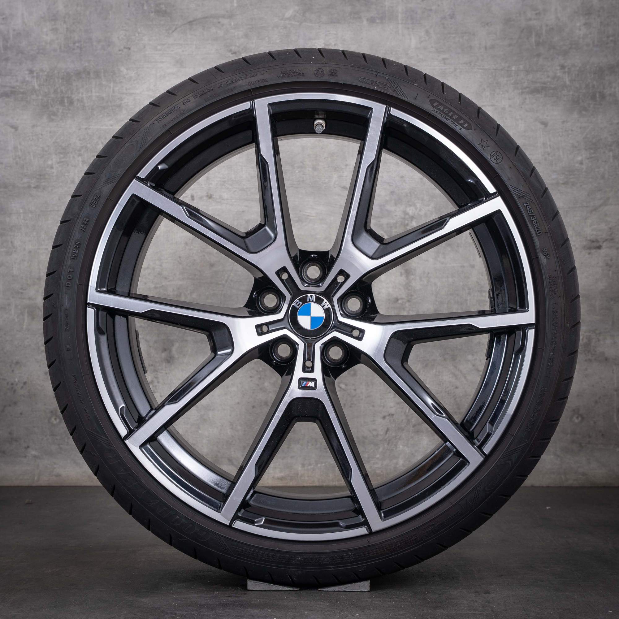 Jante originale BMW Seria 8 de 20 inch G14 G15 G16 anvelope de vară stil 728 M 8072023 8072024 negre diamantate