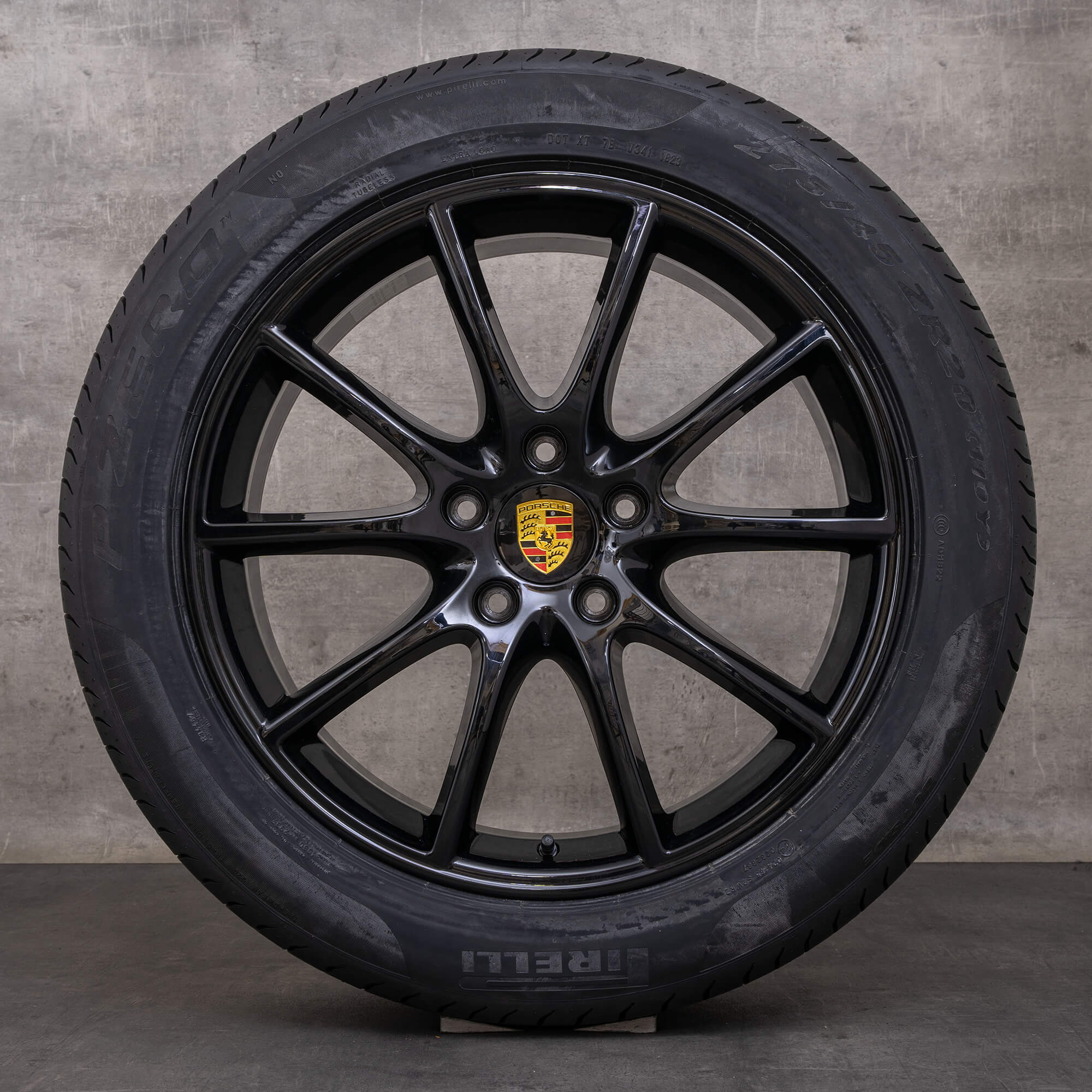 Oryginał Porsche Cayenne Coupe 9YA koła 20 cali letnie 9Y0601025BD 9Y3601025AB czarny błyszczący