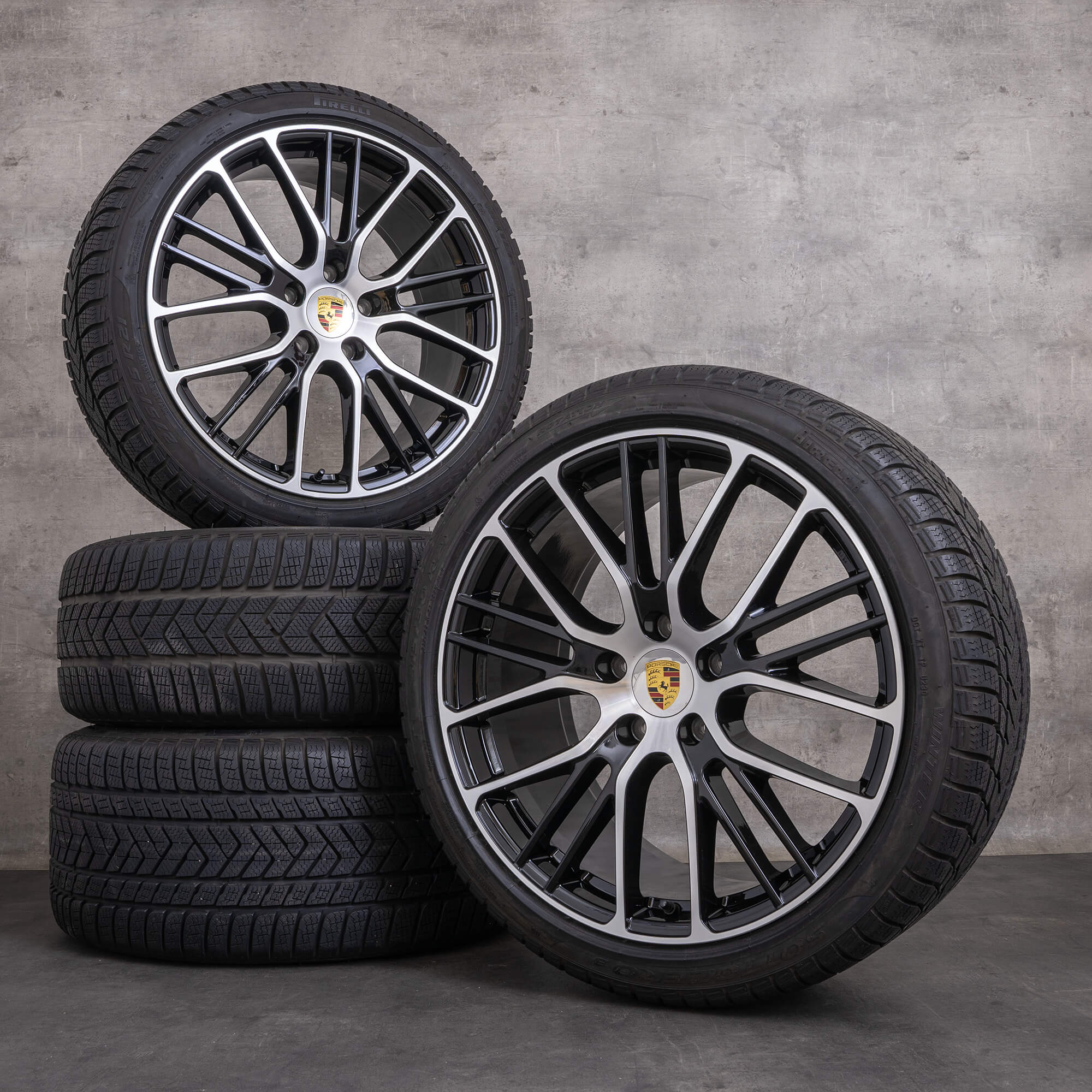 Original Porsche Panamera ruedas de invierno 21 pulgadas 971 llantas 971601025AP 971698025D negro brillante torneado