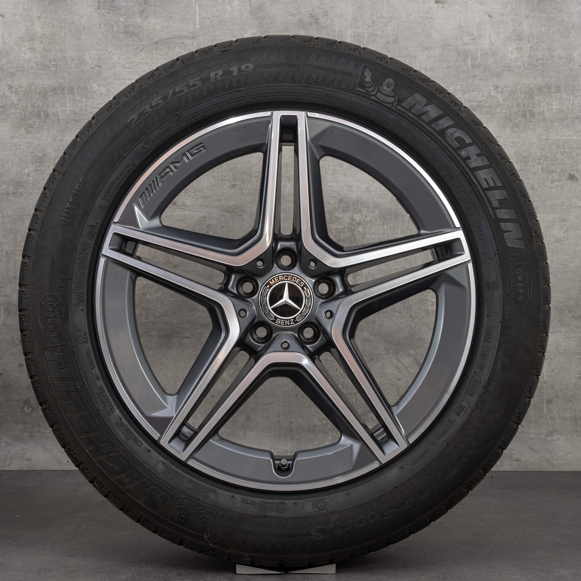 Orijinal Mercedes Benz GLC & 43 AMG jantlar 19 inç C253 yaz jant lastik A2534015300 A2534015400 himalaya gri parlak tornalanmış