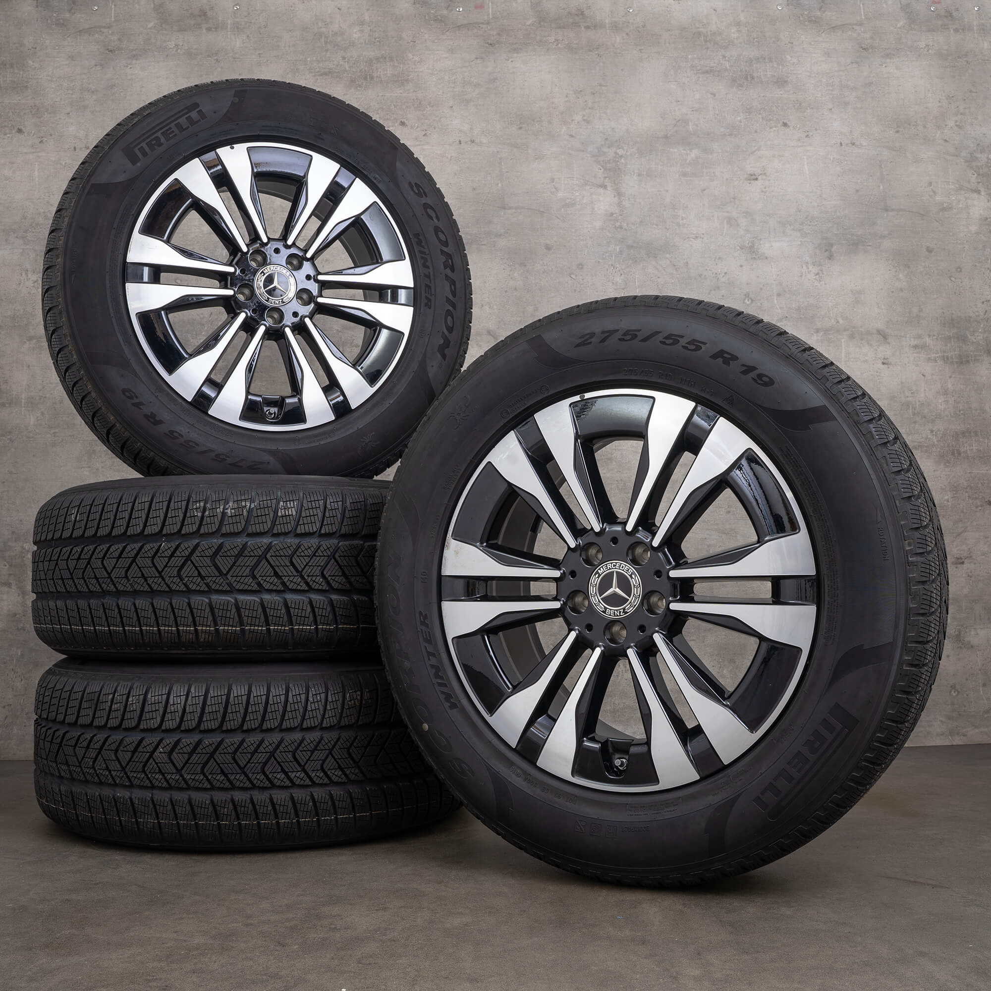 Originální zimní kola Mercedes-Benz GLS 19 palců X167 disky A1674014800 černé s diamond cut povrchem