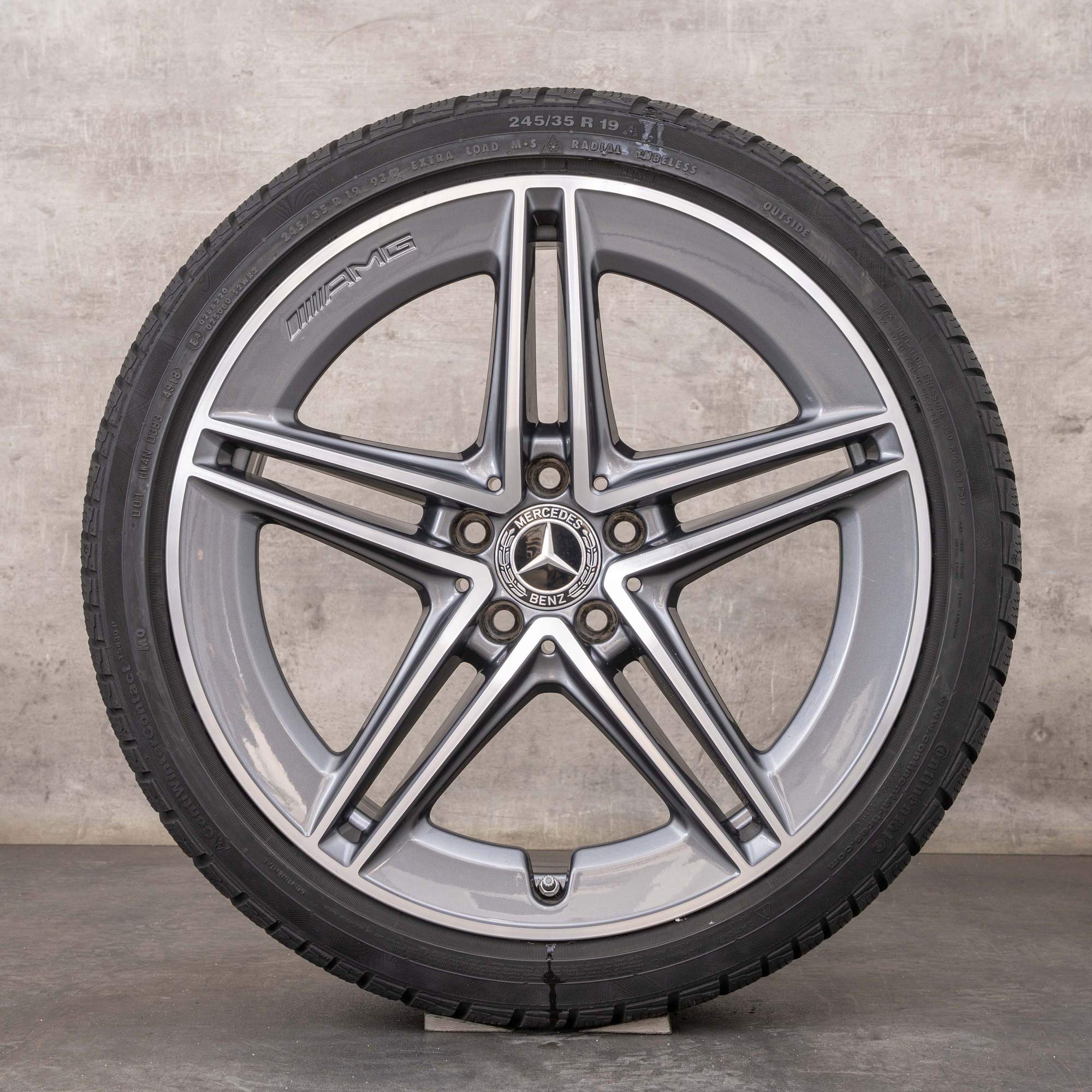 Oryginał Mercedes Benz Klasa C63 i S AMG koła zimowe 19 cali W205 S205 Felgi A2054010501 A2054010601 himalaya szary polerowane