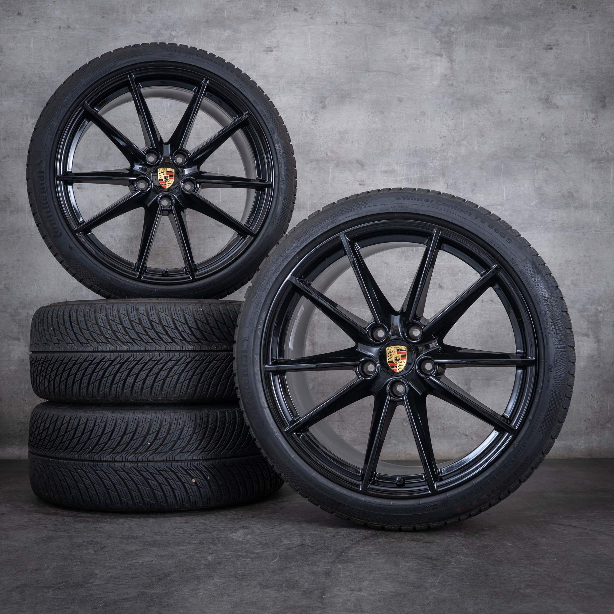 Alkuperäiset Porsche 992 I talvirenkaat 20 21 tuuman Carrera S vanteet 992601025C 992601025E musta kiiltävästi.