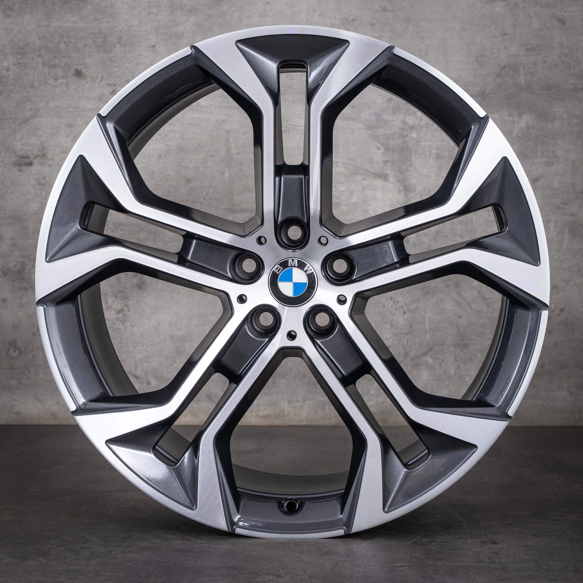 Original BMW X5 X6 Felgen 21 Zoll G05 G06 Sommerräder Styling 744 6885459 6885460 midnight grey glanzgedreht