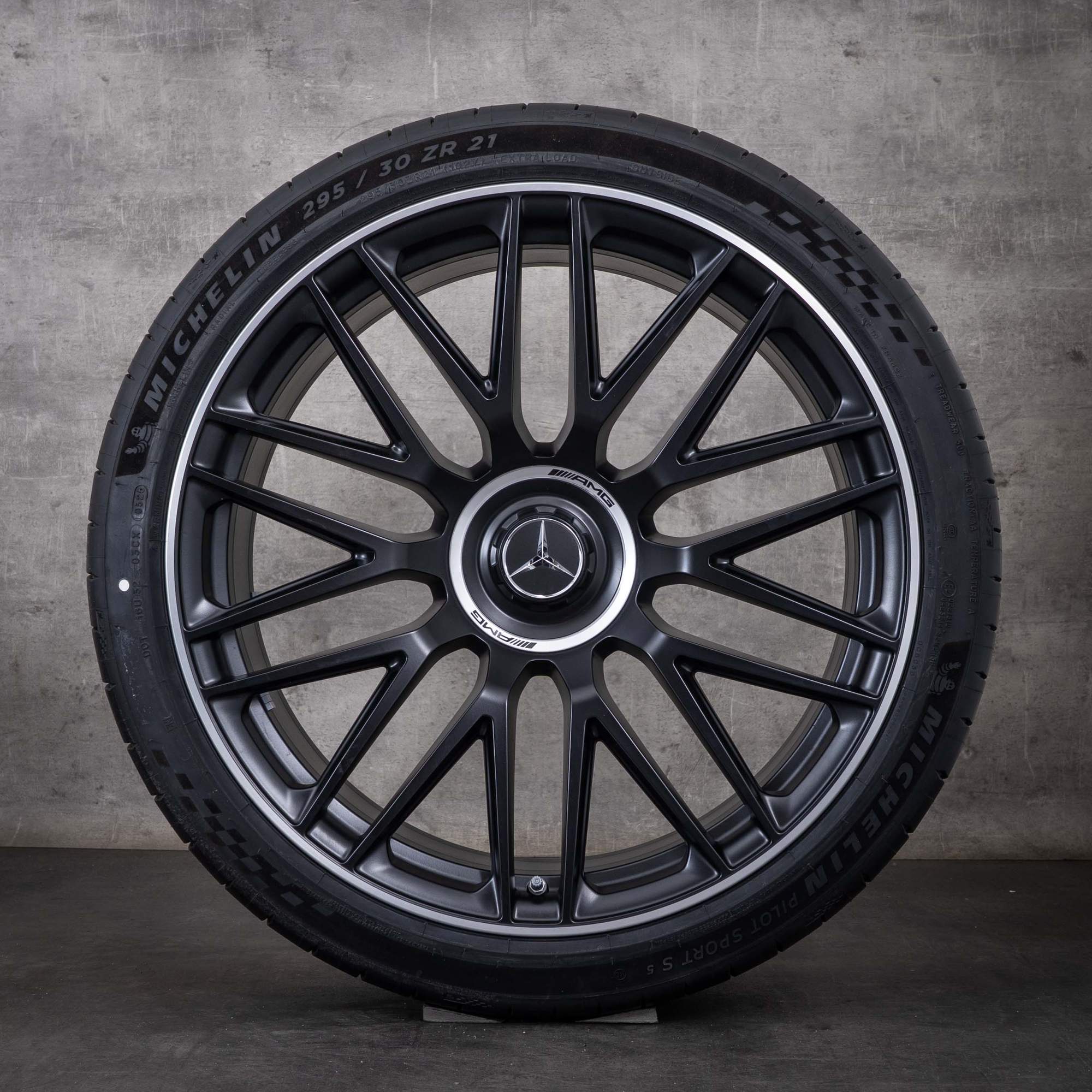 Originale Mercedes-Benz AMG GT vinterhjul 21 tommer C192 felger A1924011900 A1924012000 matt svart frontpolert NY