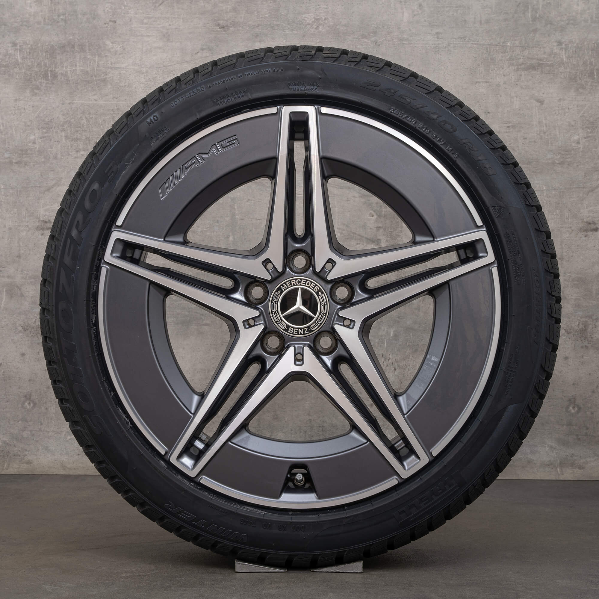 Oryginał Mercedes Benz Klasa C Hybryda Felgi 18 cali W206 S206 C300e C300de C400e koła zimowe A2064017600 A2064016600 himalaya grey NOWOŚĆ