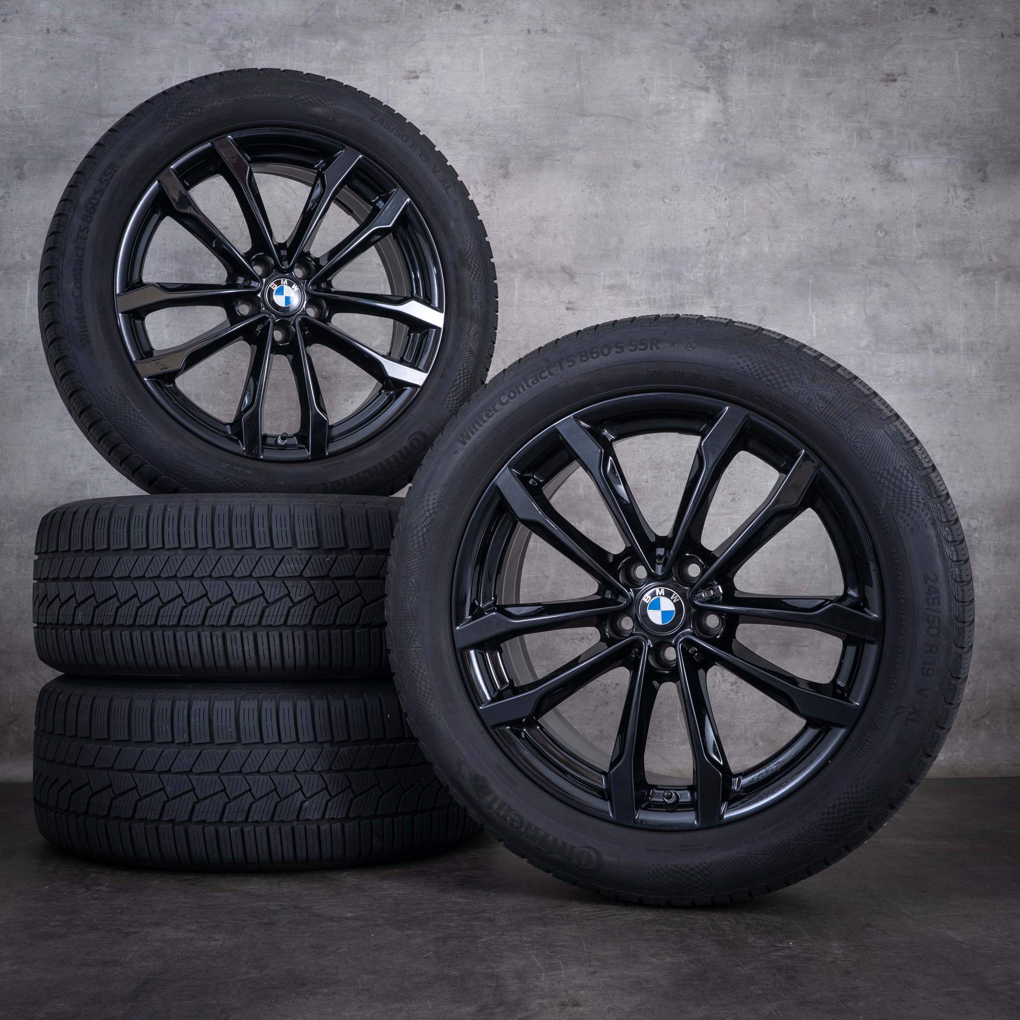 Roues hiver d'origine BMW X3 X4 19 pouces G01 G02 style 691 6877325 noir jais uni