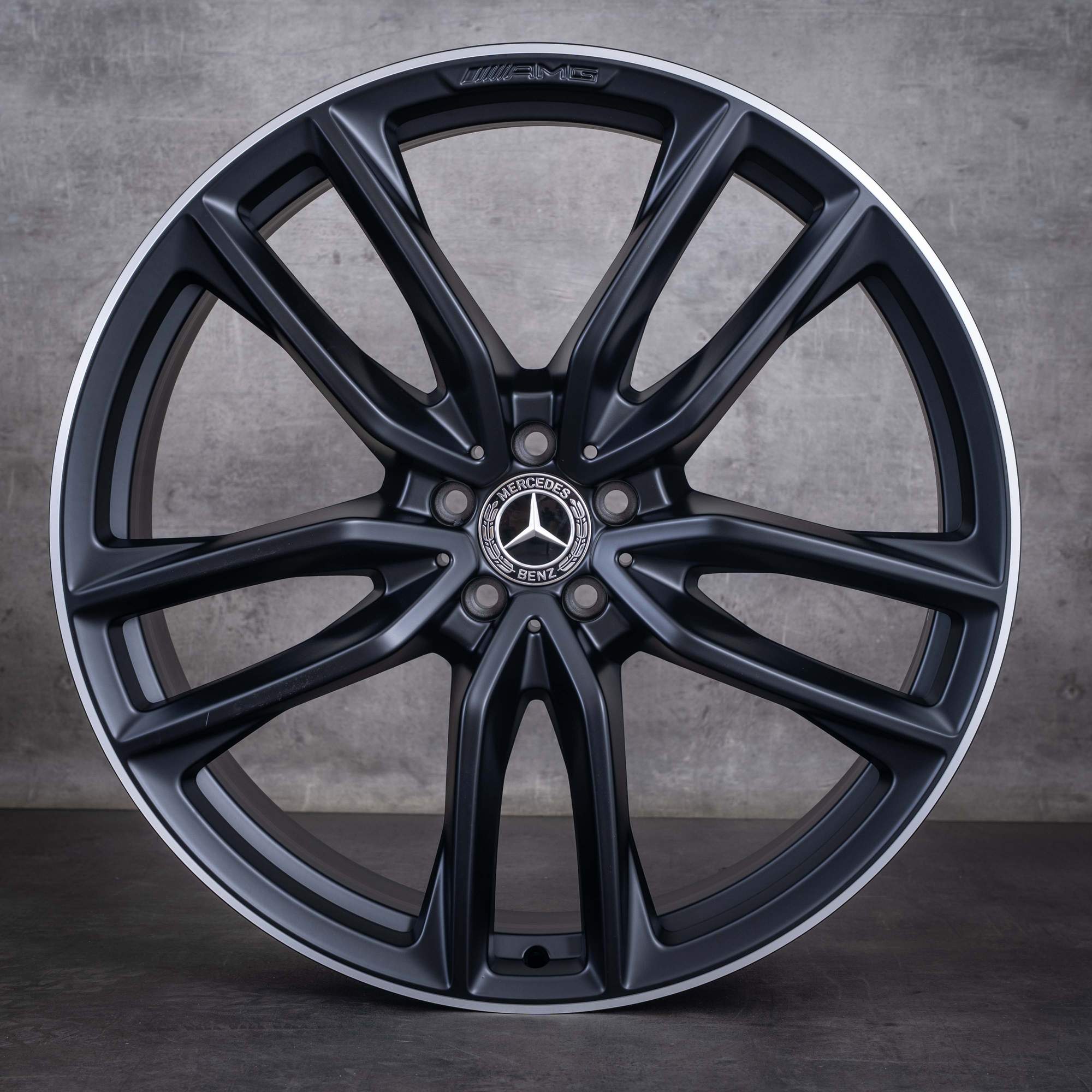 Original Mercedes-Benz GL GLS AMG-fälgar 23 tum X167 A1674017700 A1674017800 svarta matt kant frontpolerad NYA