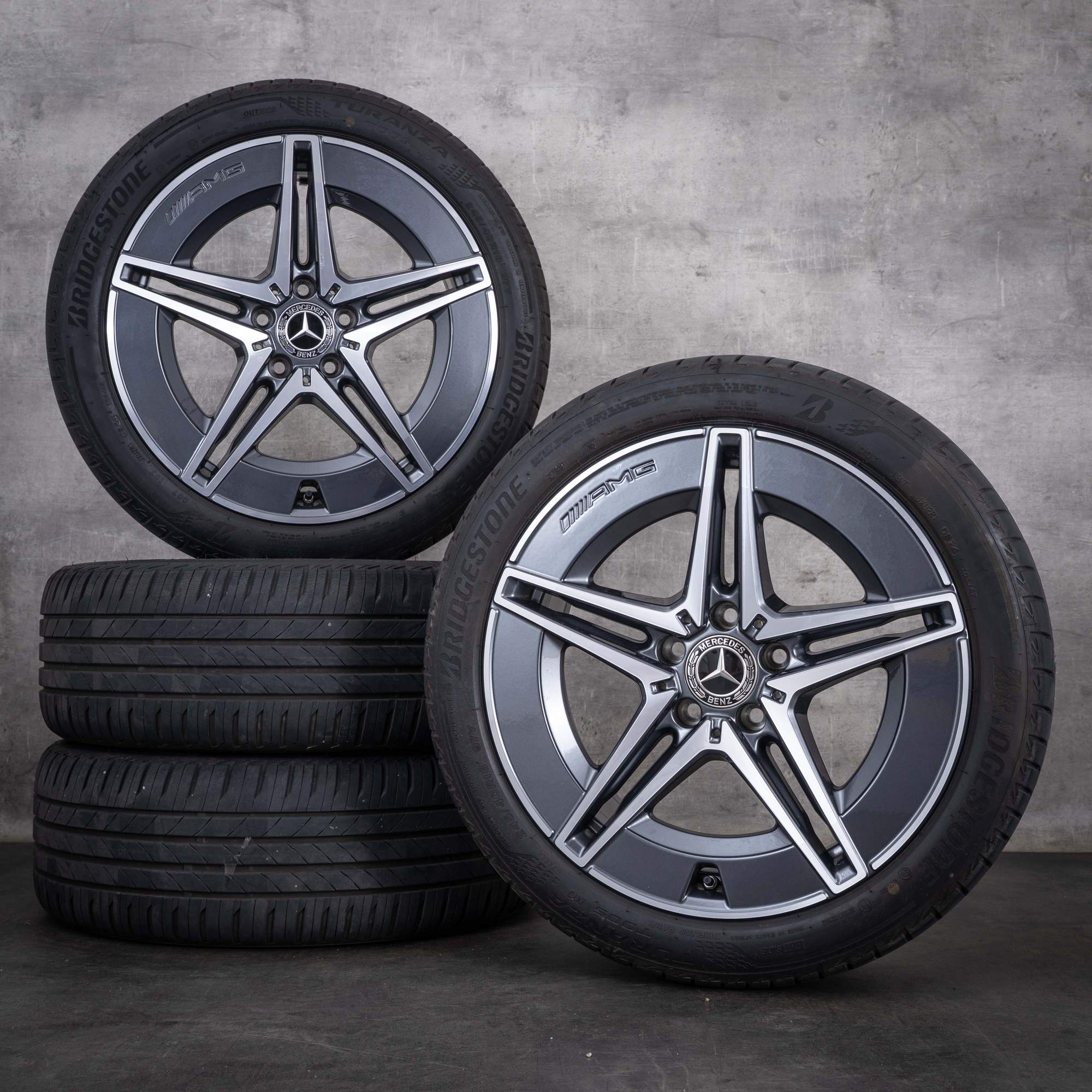 Originální disky Mercedes-Benz Třídy C AMG 18 palců W206 S206 letní kola A2064011700 A2064011800 himalaya grey diamond cut