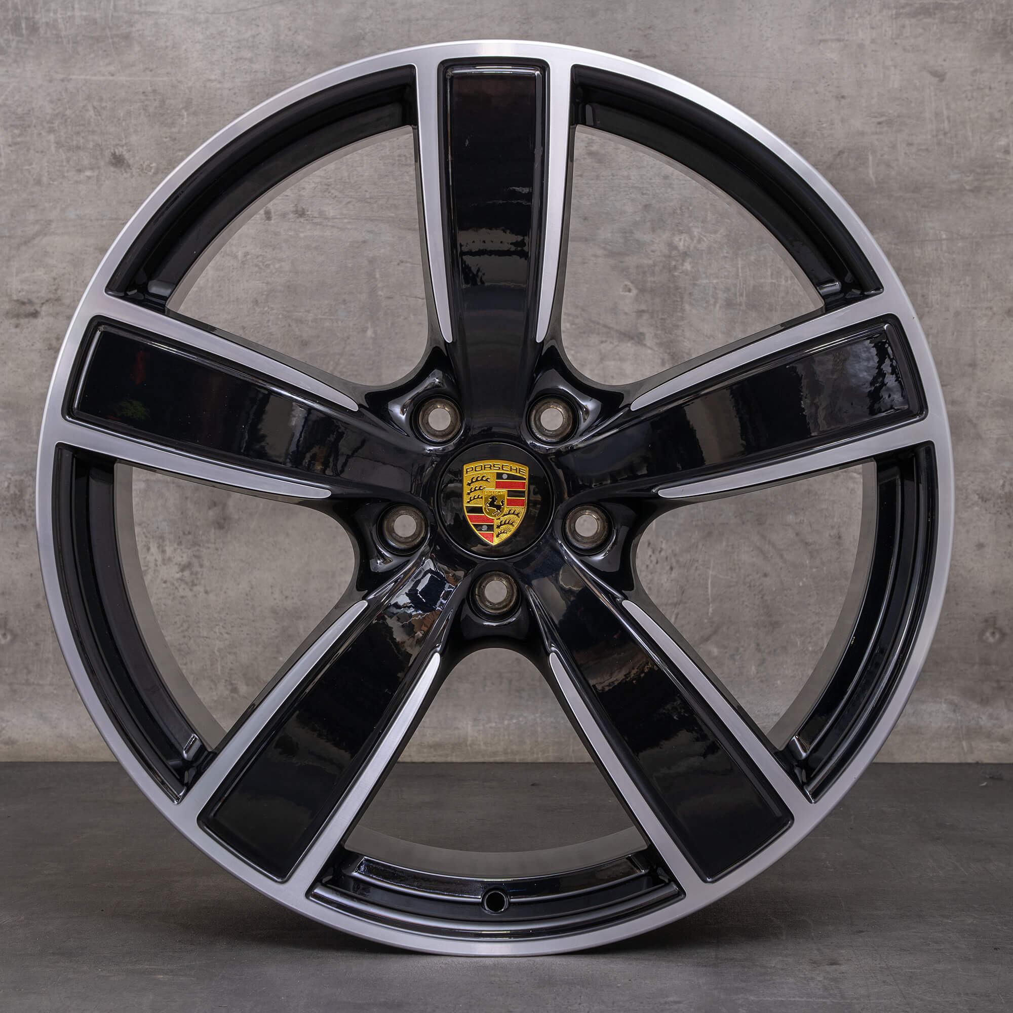 Originele Porsche Cayenne velgen 22 inch 9YA Coup & S GTS E-Hybrid Turbo GT 9Y3601025AP 9Y0601025T zwart gepolijst