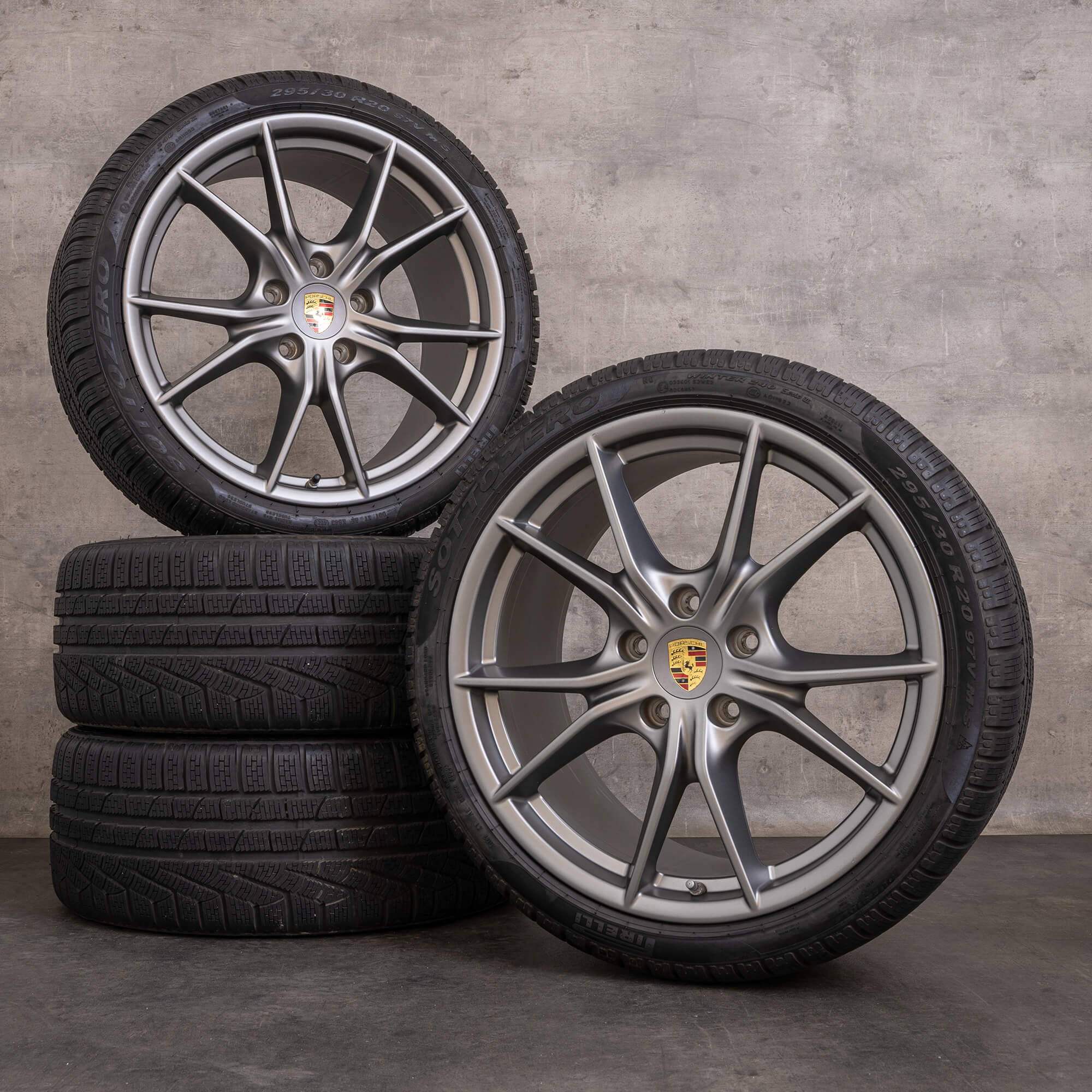 Oem Porsche 911 pneus hiver jantes 20 pouces 991 II 99136271000 99136276002 argent platine mat