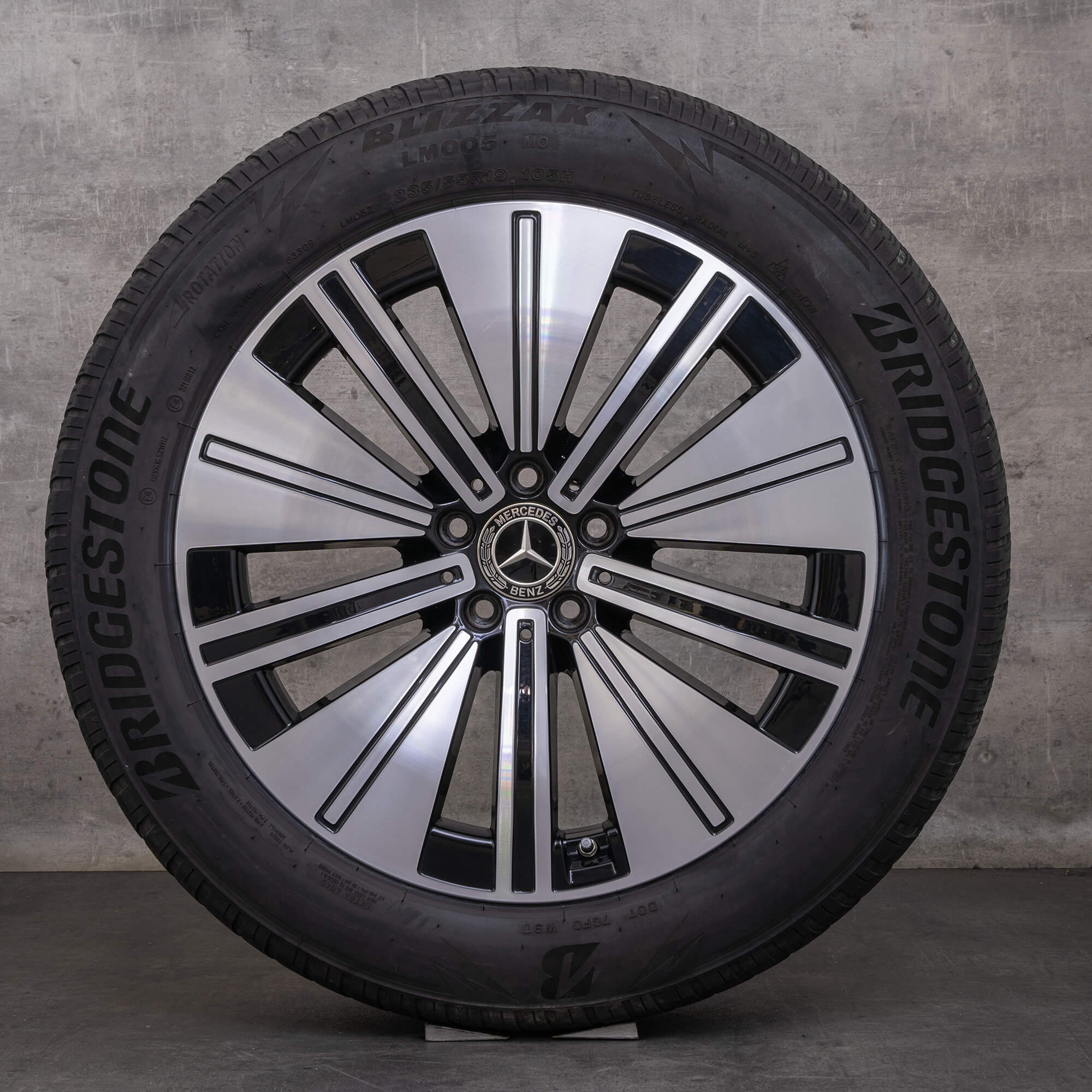 Orijinal Mercedes Benz EQS kış jant lastik 19 inç V297 jantlar A2974010600 siyah parlak tornalanmış