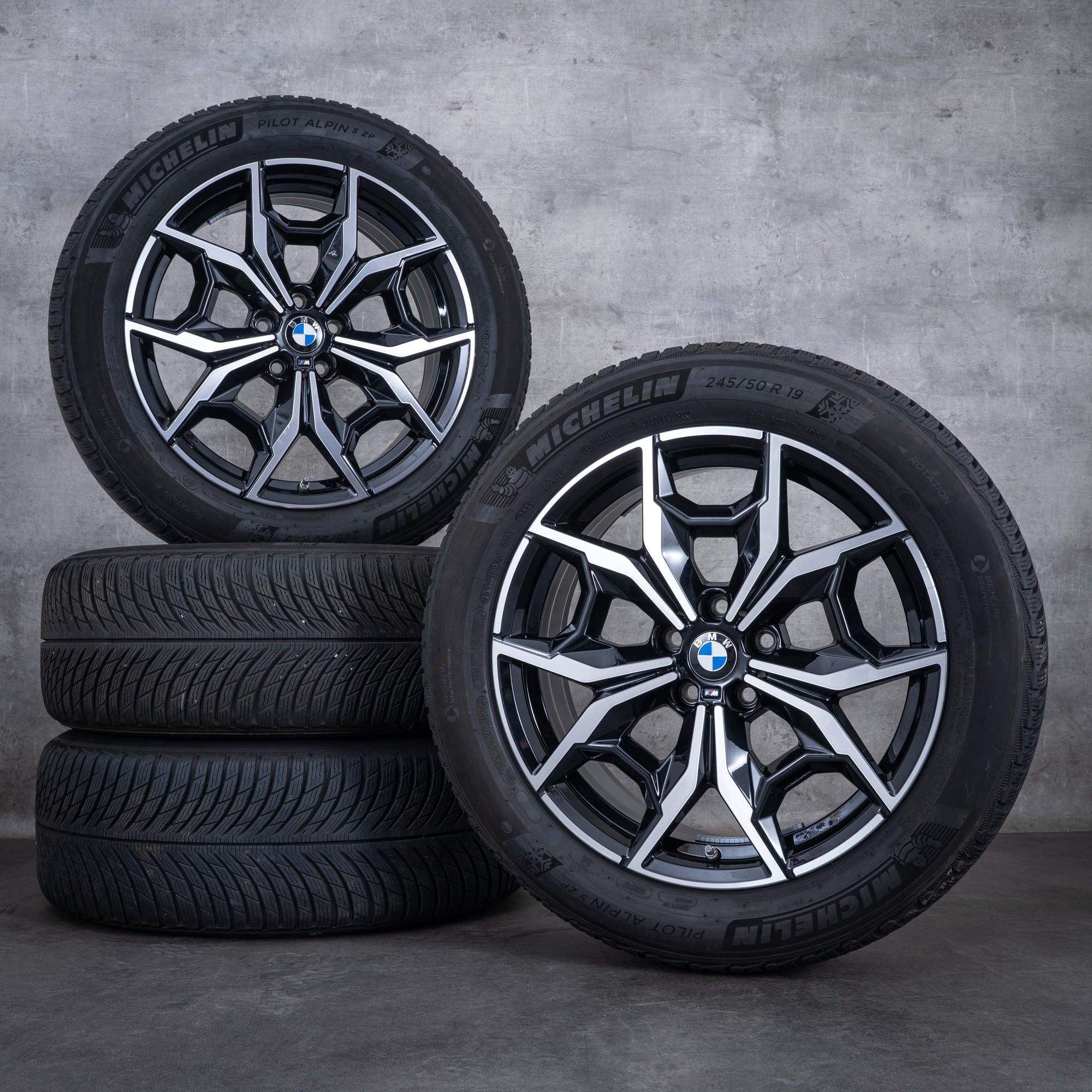 Oryginalał BMW X3 X4 koła zimowe 19 cali G01 G02 felgi stylizacja 887 M 7916263 czarne polerowane toczone