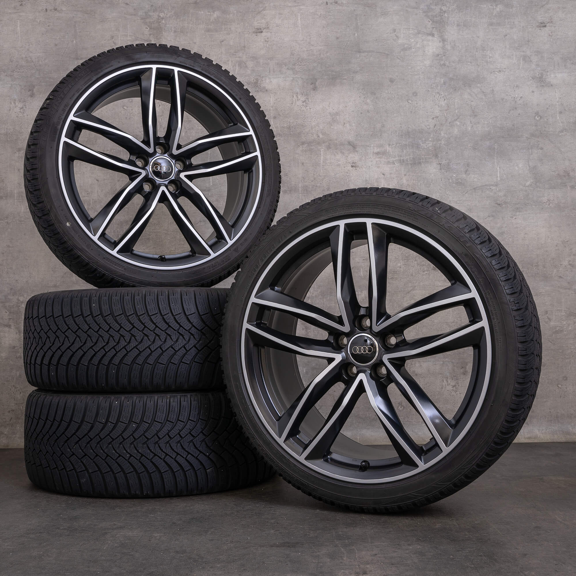 Original Audi A6 S6 vinterhjul 20 tum 4G C7 fälgar / fälg 4G9601025N svart silver matt