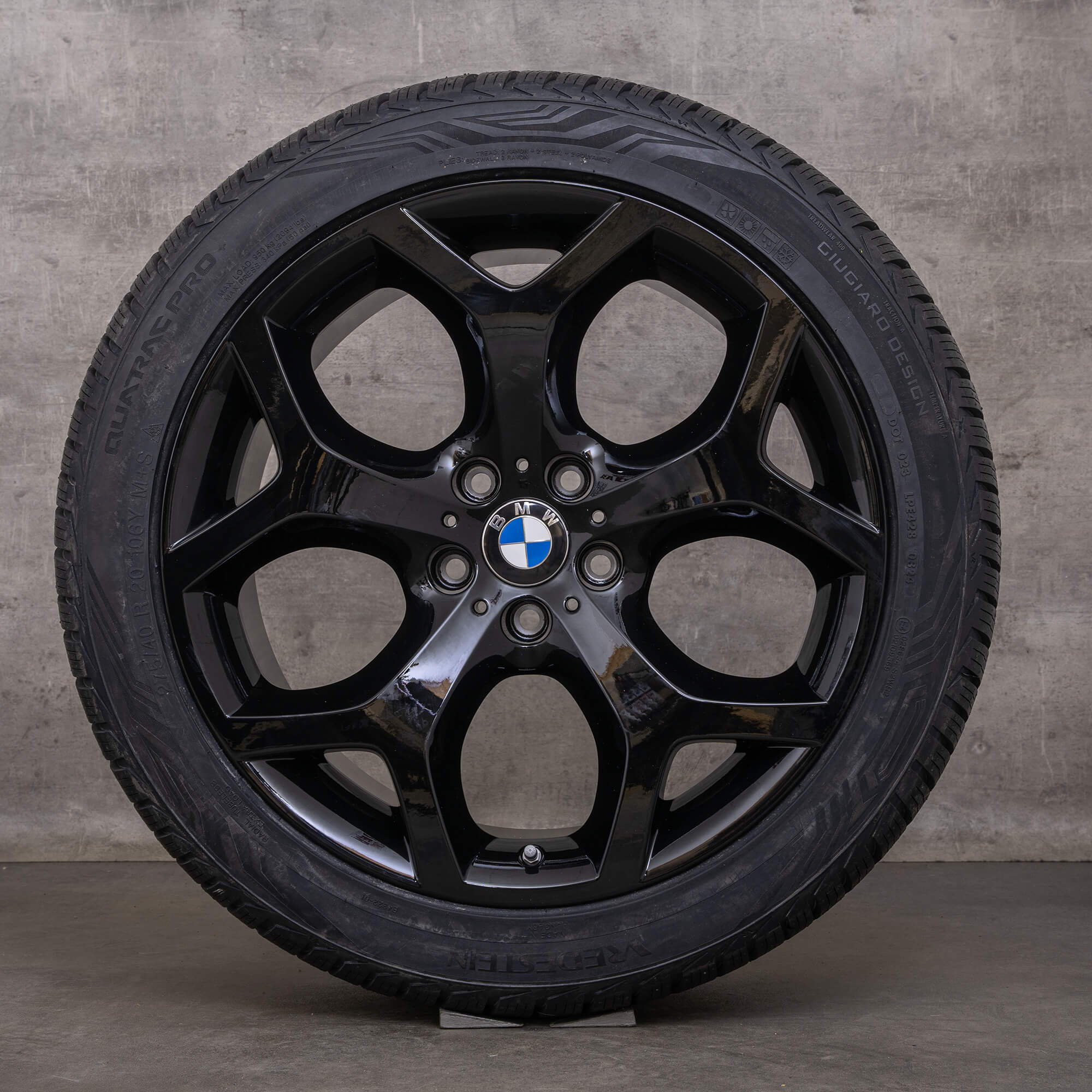 Original BMW X5 X6 llantas de 20 pulgadas E70 F15 F16 neumáticos para todo tipo clima estilo 214 6772249 6772250 negro alto brillo