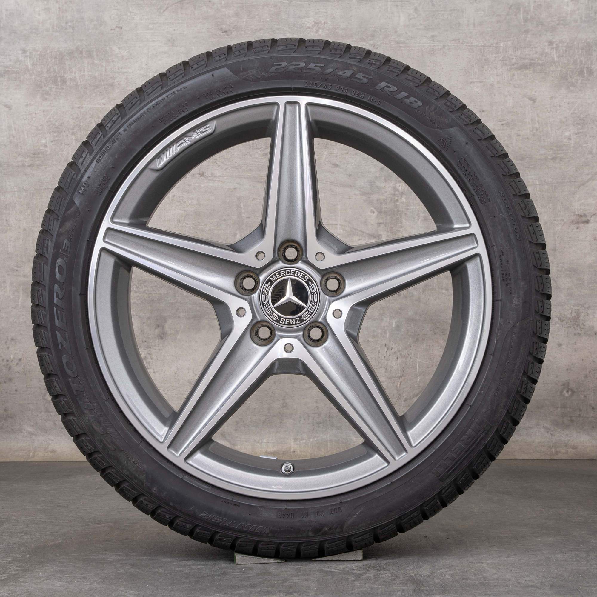Originales Mercedes Benz Clase C AMG ruedas de invierno 18 pulgadas W205 S205 C205 A205 llantas A2054011100 negro pulido torneado