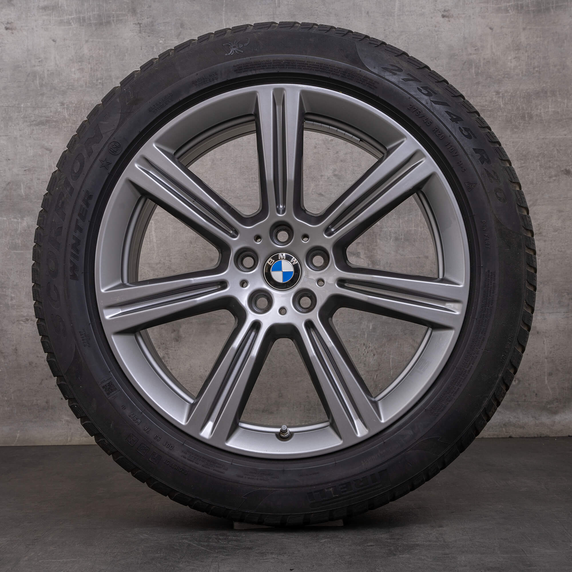 Originais BMW X5 X6 jantes e pneus inverno 20 polegadas G05 G06 styling 736 6883753 cinzento férrico brilho