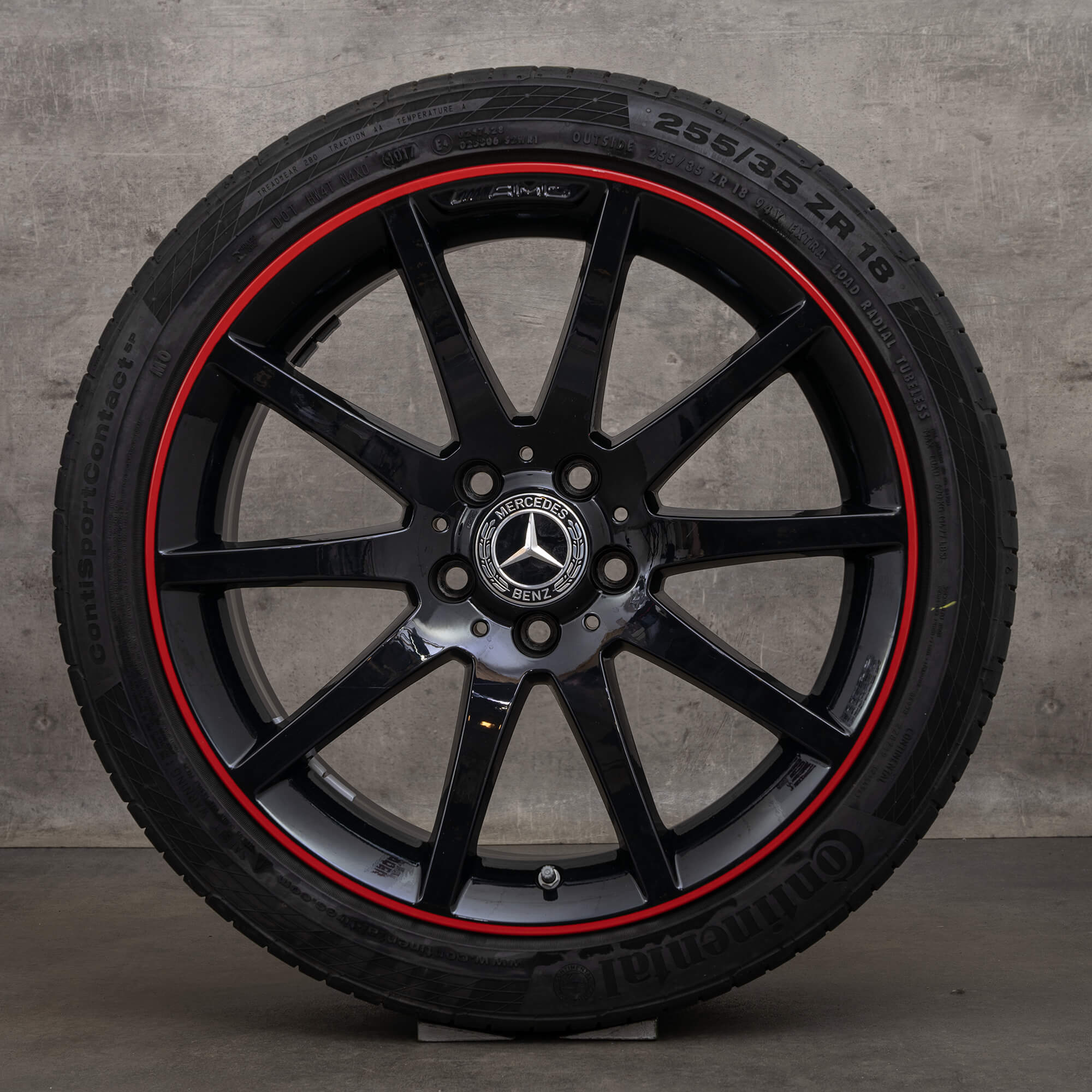 Jantes d'origine Mercedes Benz SLK 55 SLC 43 AMG 18 pouces R172 roues été A1724013002 A1724013102 bord noir rouge
