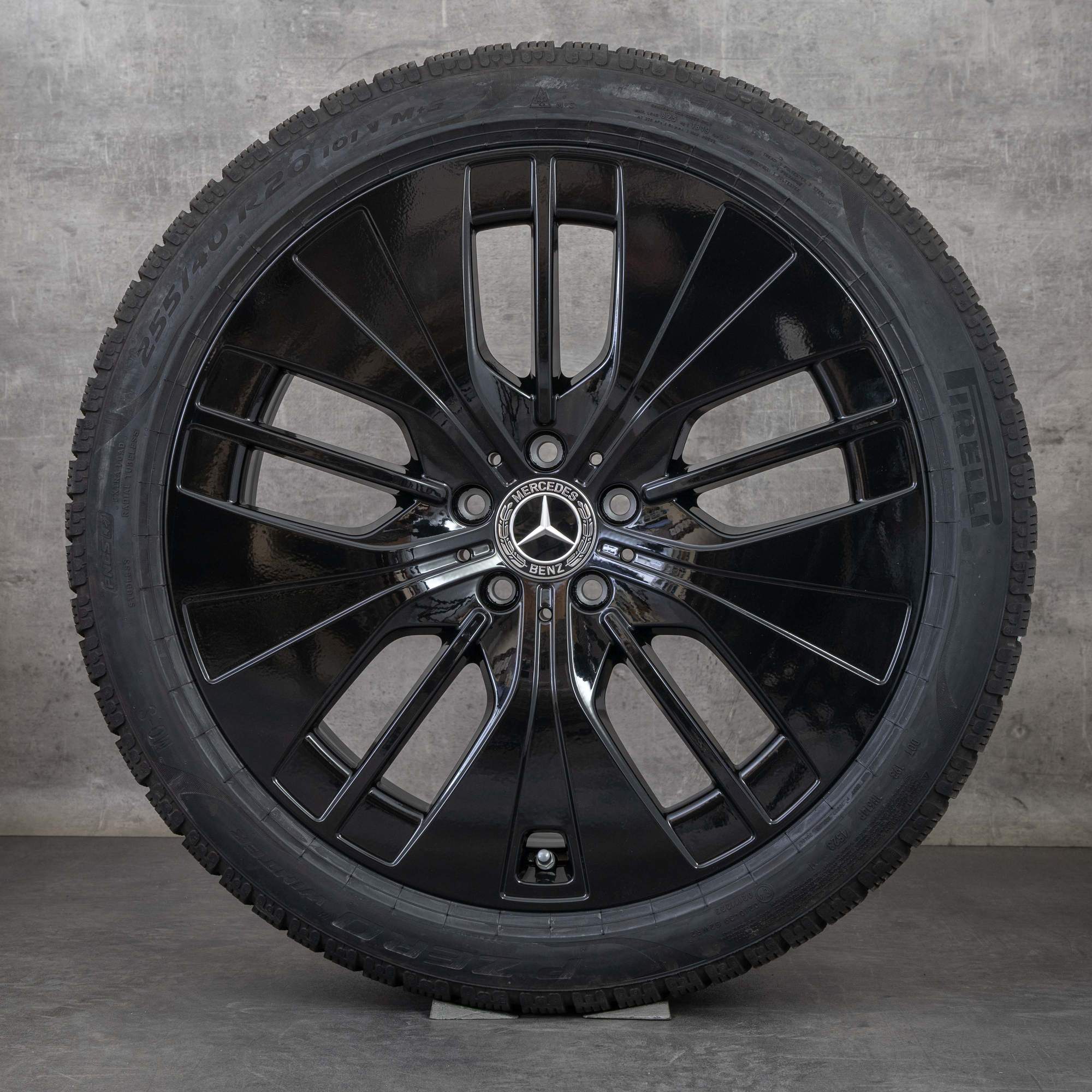 Oryginalne koła zimowe Mercedes Benz EQE 20 cali felgi V295 A2954011700 czarne błyszczące