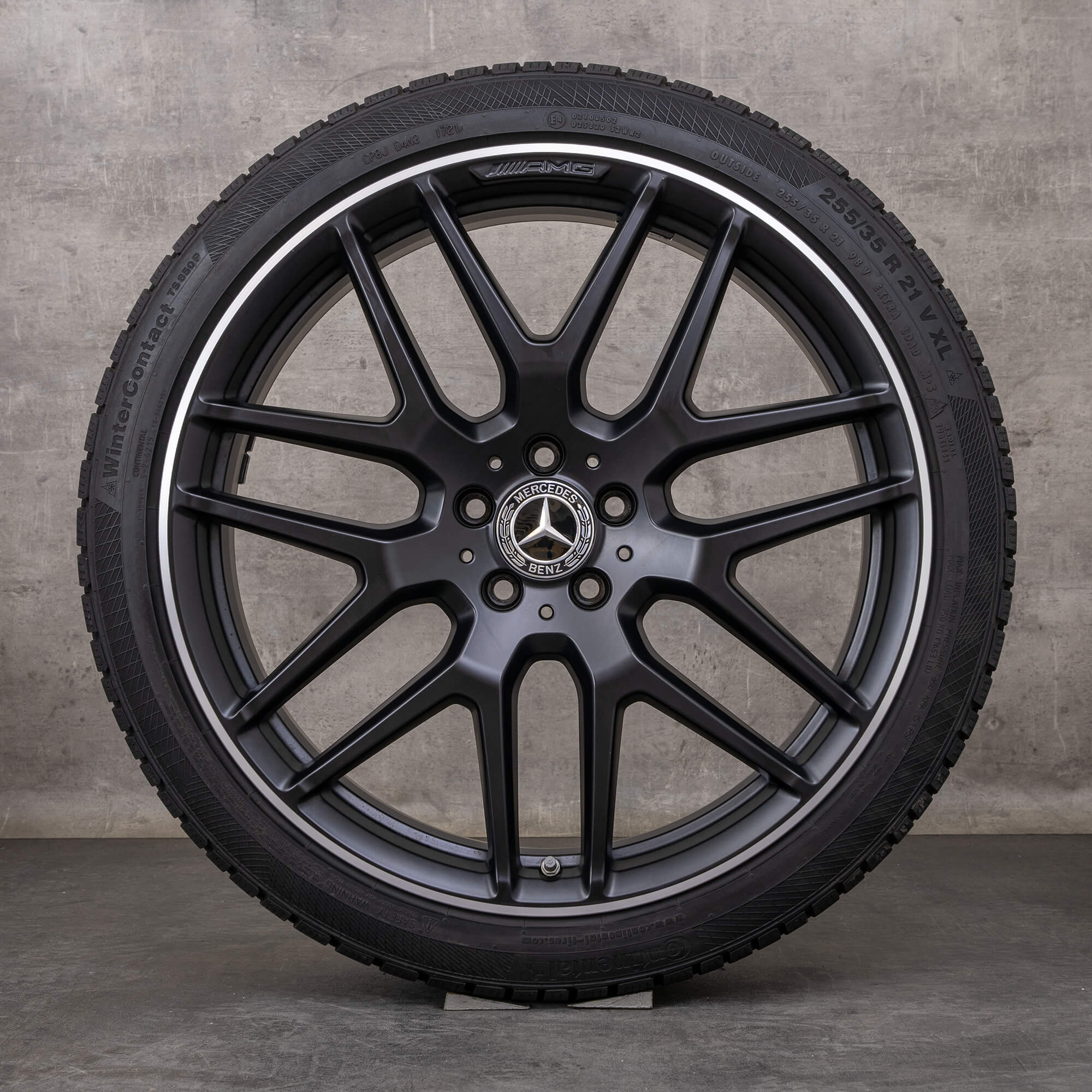 Originale Mercedes-Benz GLA GLB AMG 35 45 vinterhjul, 21 tommer, H247 X247 felger, A2474012300, matt svart, frontpolert
